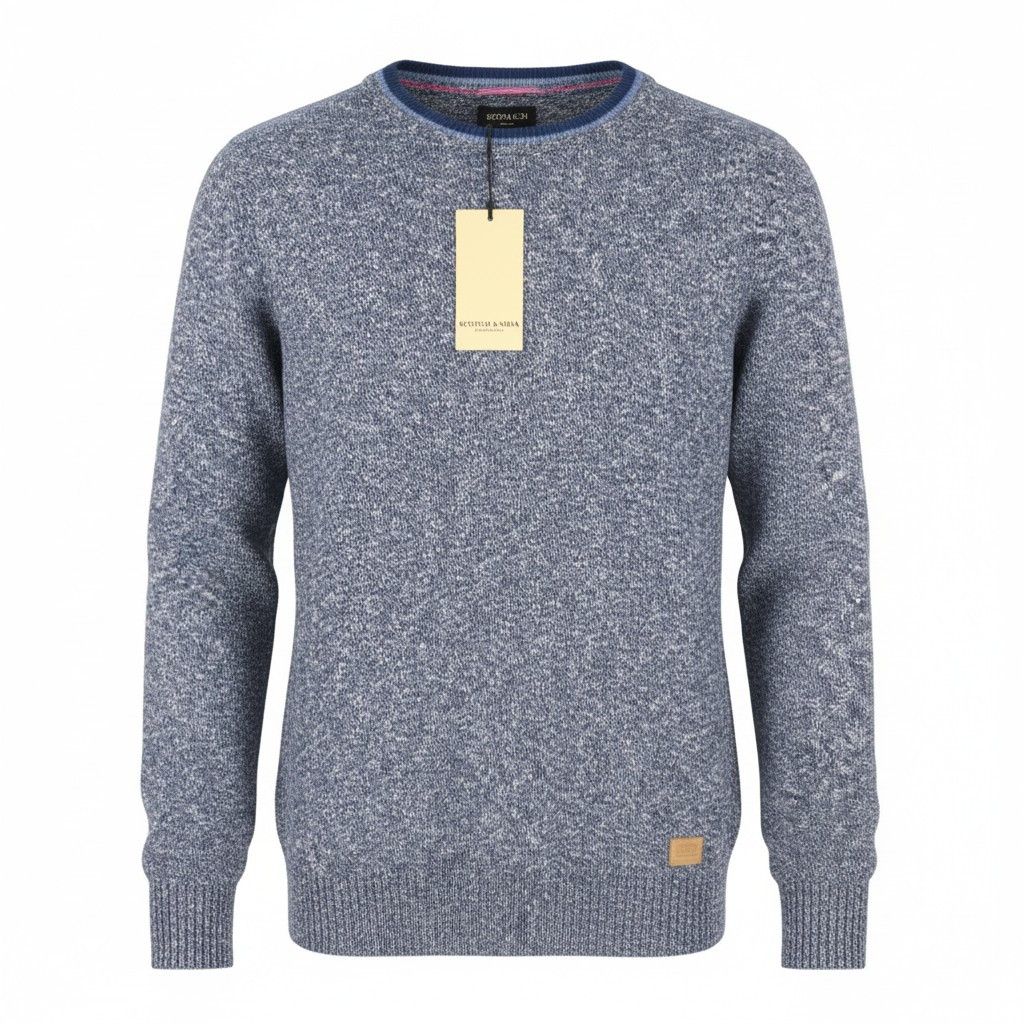 Scotch & Soda M Blue Melange Crew Neck Tight Knit Pull On Jumper 91032 Size US M / EU 48-50 / 2 - 1 Thumbnail