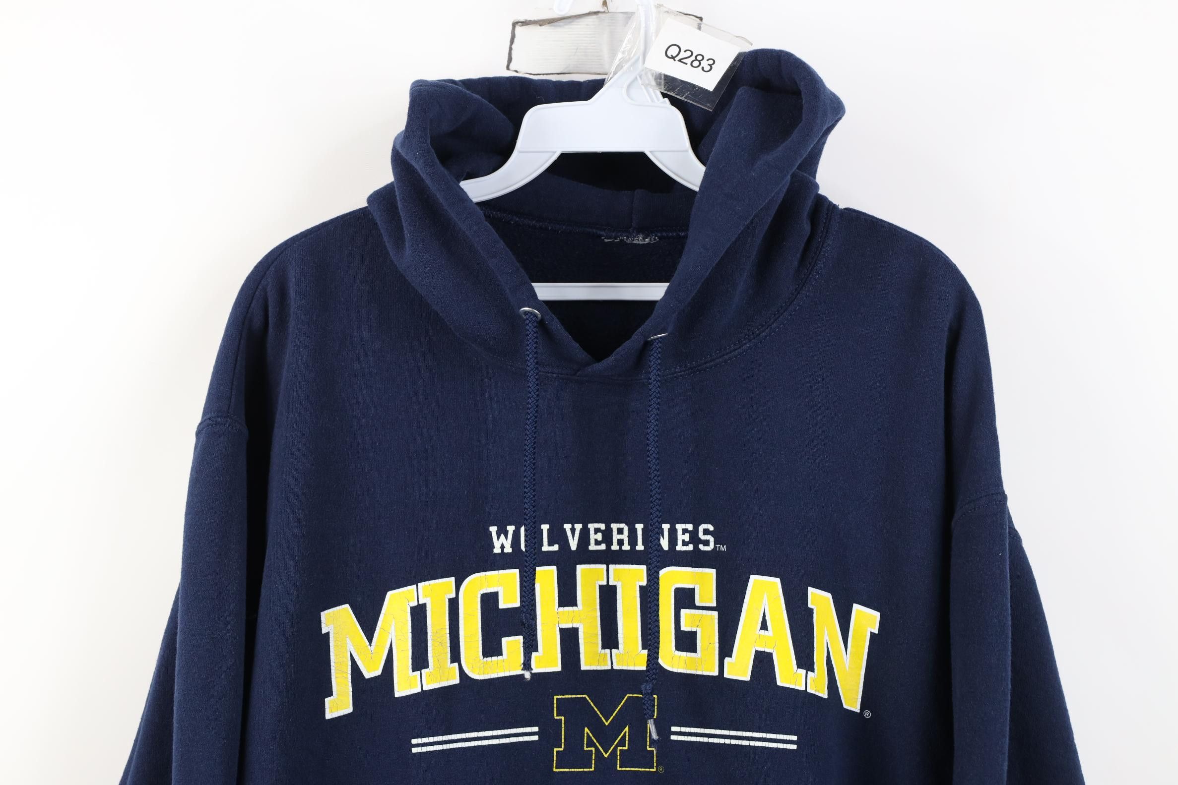 Vintage Vintage 90s University of Michigan Hoodie Sweatshirt Blue Size US L / EU 52-54 / 3 - 2 Thumbnail