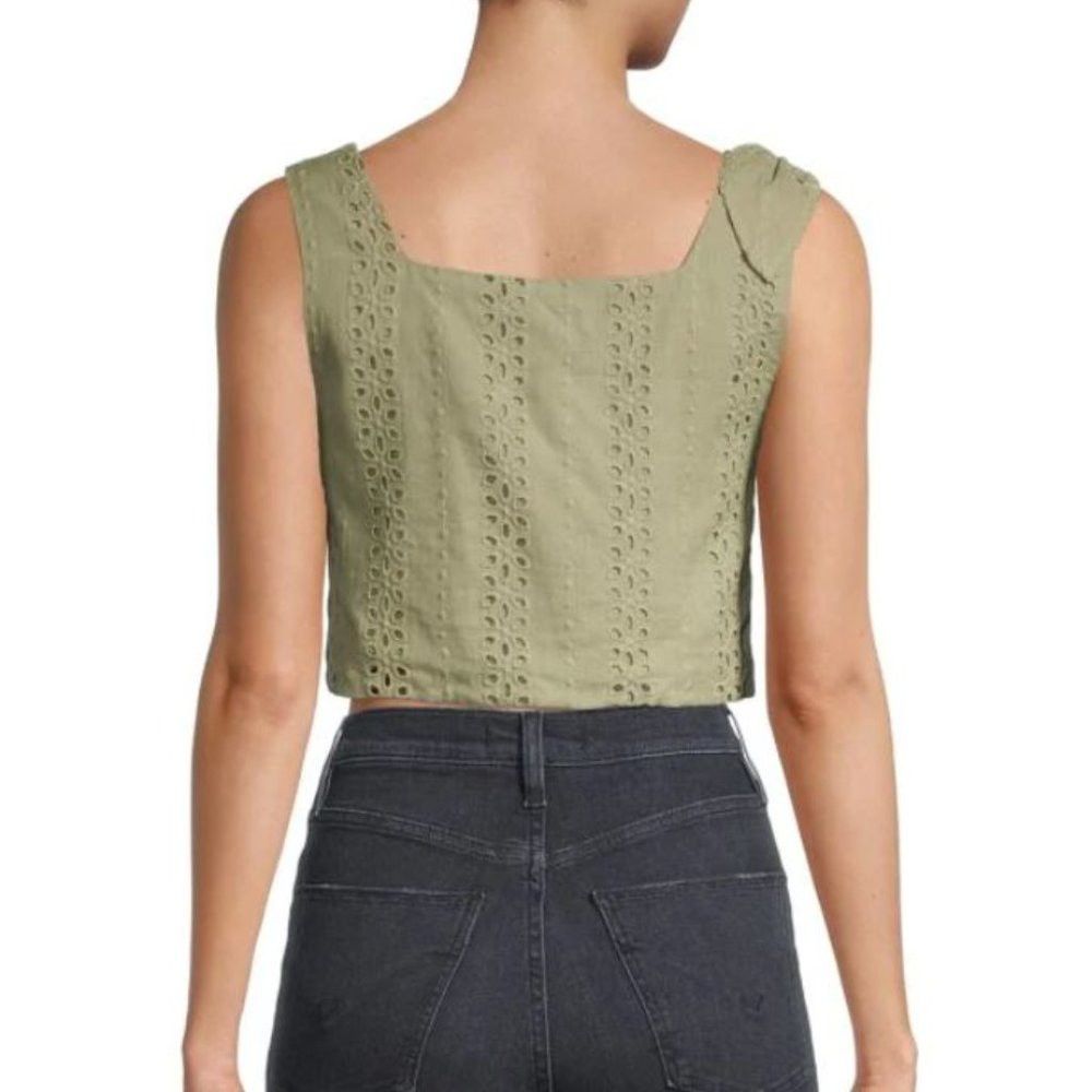 Zara NWT New Zara Olive Sleeveless Embroidered Crop Top Size S Size S / US 4 / IT 40 - 2 Thumbnail