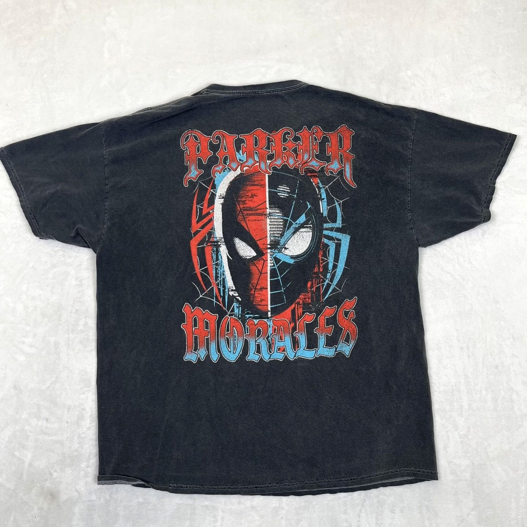 Vintage Marvel Spider-Man 2 Parker Morales T-Shirt Mens XL Gray Split Face Graphic Retro Shirt Size US XL / EU 56 / 4 - 2 Thumbnail