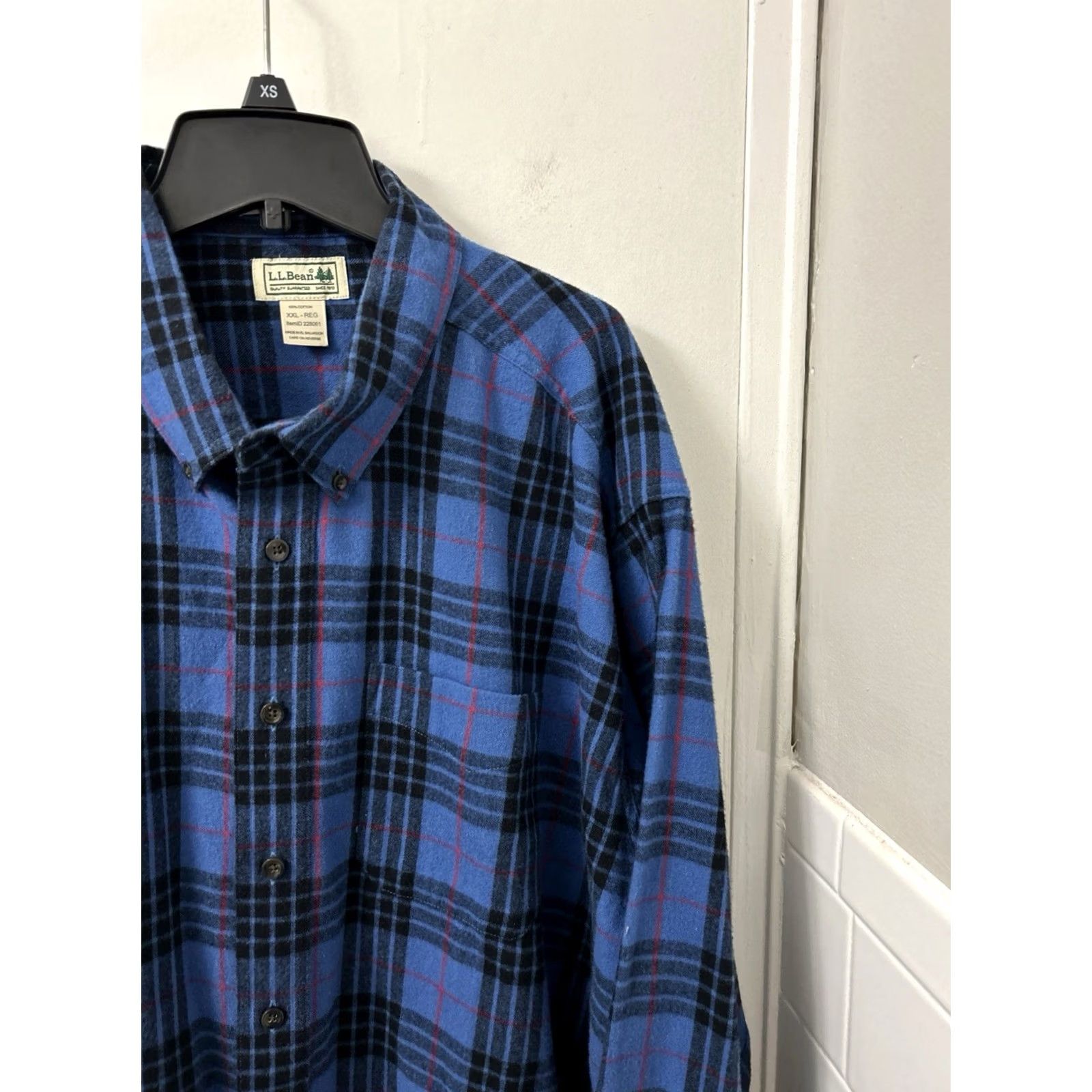 Vintage LL Bean Scotch Plaid Flannel Shirt Mens 2XL Blue Traditional Fit L/S 228061 Size US XXL / EU 58 / 5 - 4 Thumbnail