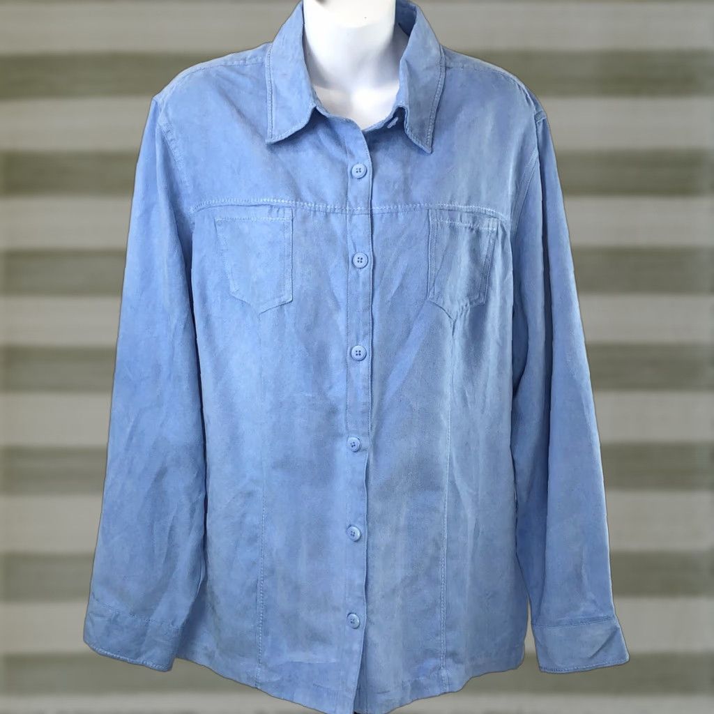 Croft & Barrow Croft Barrow Button-Up Shacket Top XL Blue Pockets Croft & Barrow Shacket/Blue/XL/Buttons/Tops Women Size XL / US 12-14 / IT 48-50 - 1 Thumbnail
