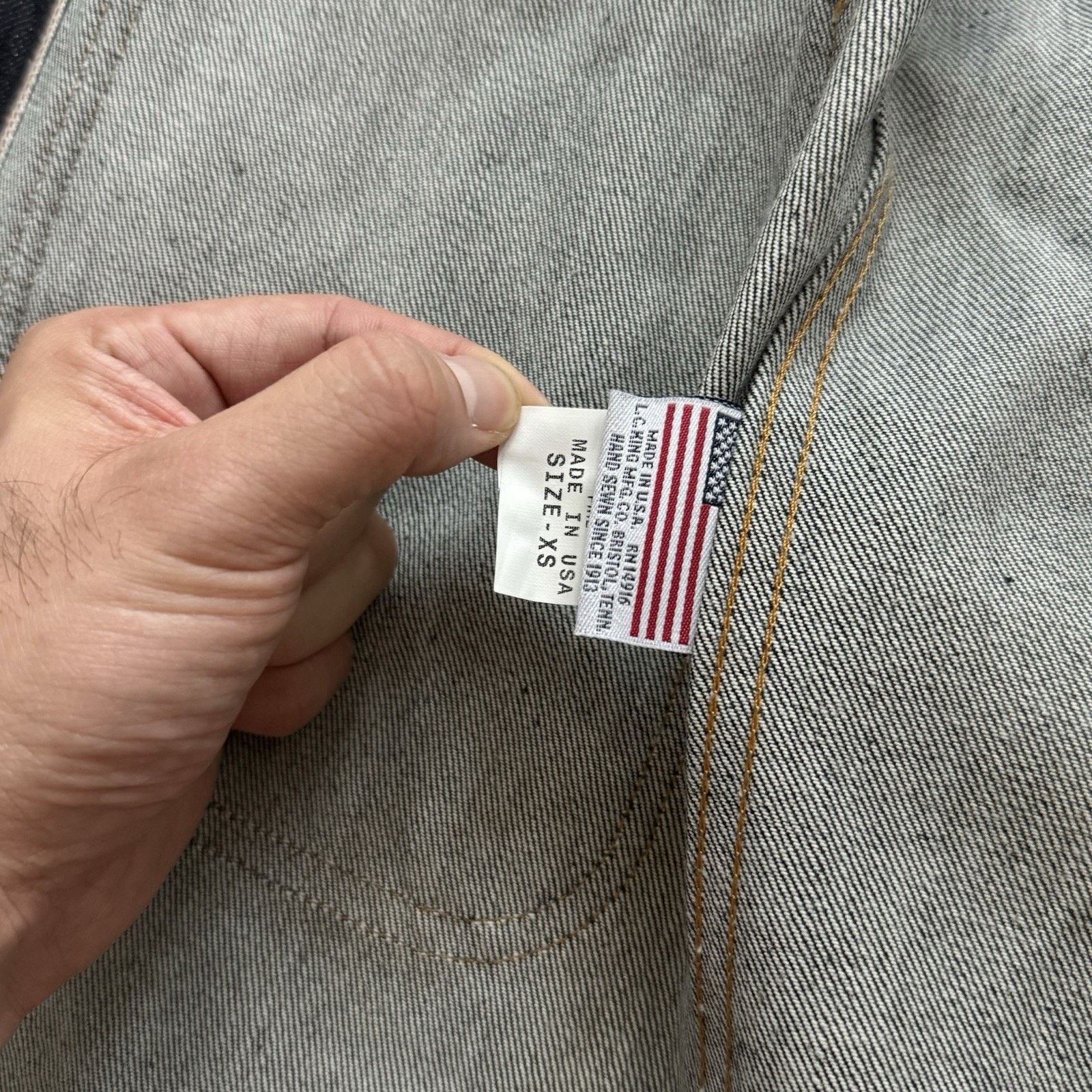 Ginew Lc King Selvedge Blue Denim Chore Jean Jacket Size Xs, Men's — image 6 of 6