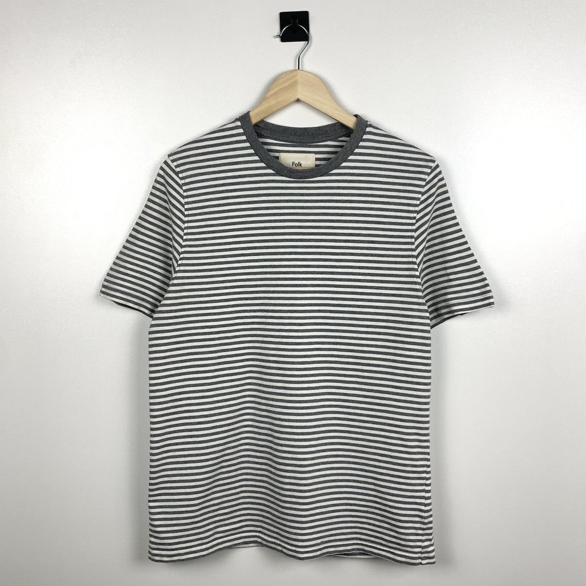 Folk Folk Striped Tee Mens Size S Short Sleeve White Gray Size US S / EU 44-46 / 1 - 1 Thumbnail