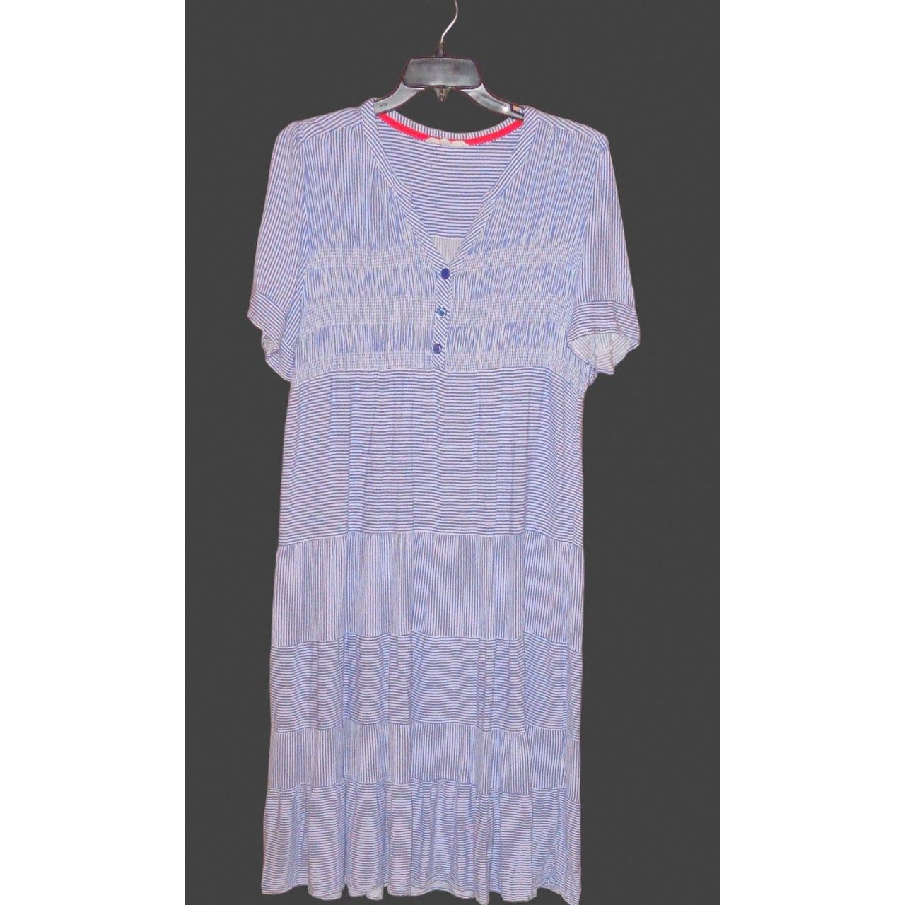 Other Blue Striped Tiered Long Dress XXL Elastic Smocking Boho Size XXL / US 16-18 / IT 52-54 - 1 Thumbnail