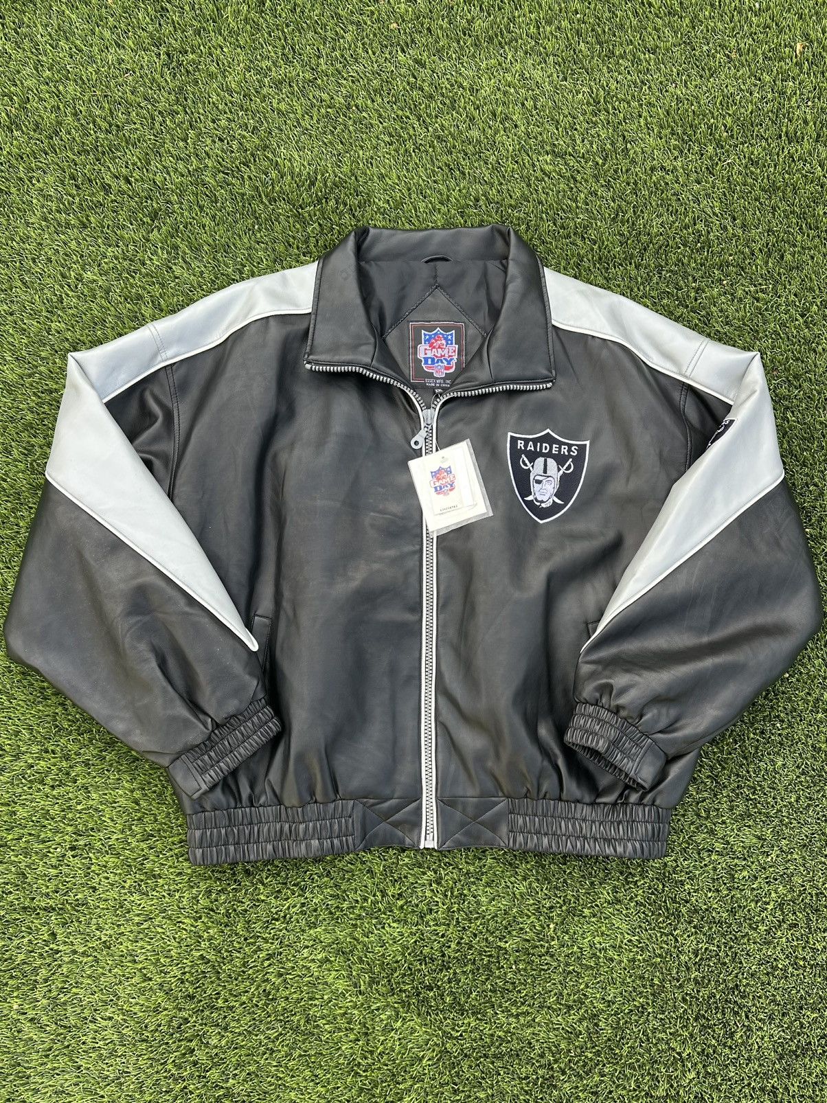 古着　90s Vintage Oakland Raiders Jacket Vintage Los Angeles Oakland Raiders Satin Bomber Jacket Size