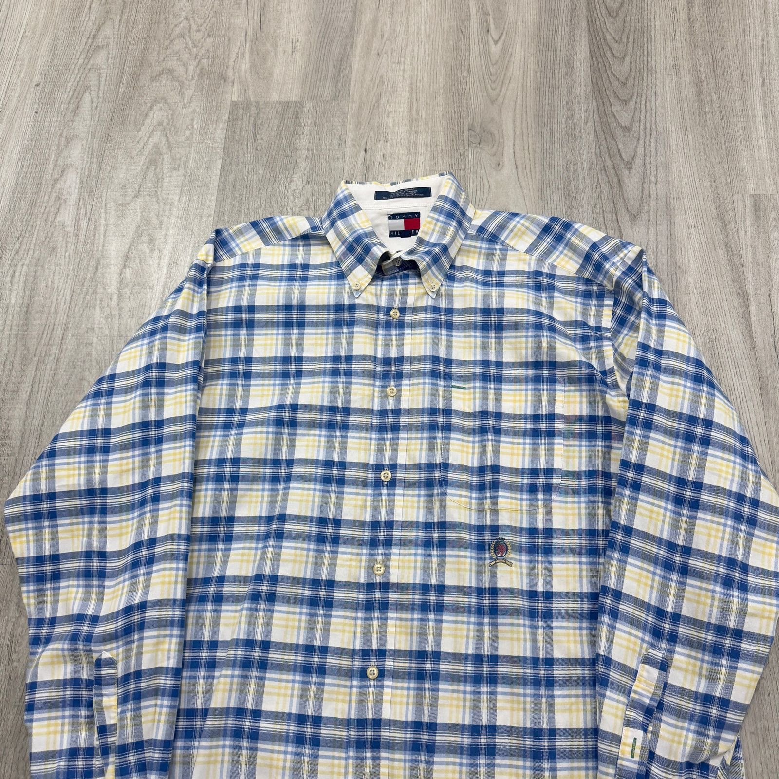Tommy Hilfiger Vintage Tommy Hilfiger Button Shirt Medium Blue Yellow Plaid Size US M / EU 48-50 / 2 - 1 Thumbnail