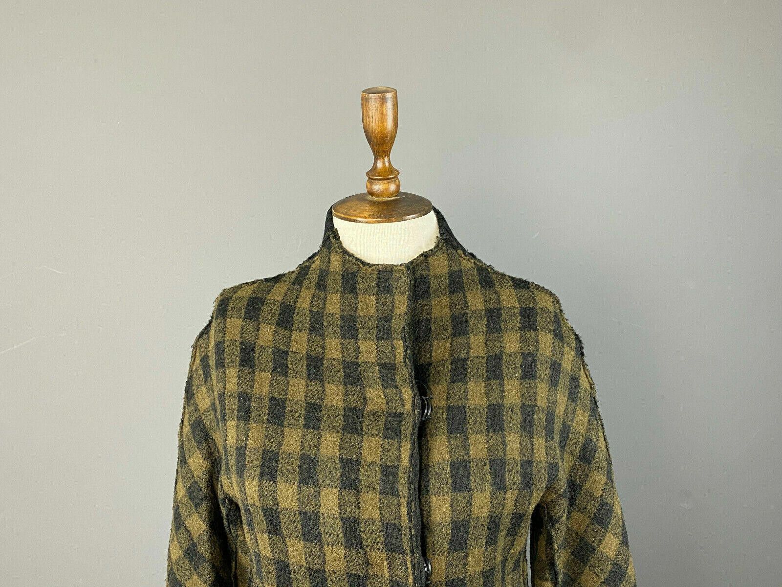 Oscar De La Renta Oska Check Boiled Wool Snap Coat Jacket Size 2 Size XS / US 0-2 / IT 36-38 - 2 Thumbnail
