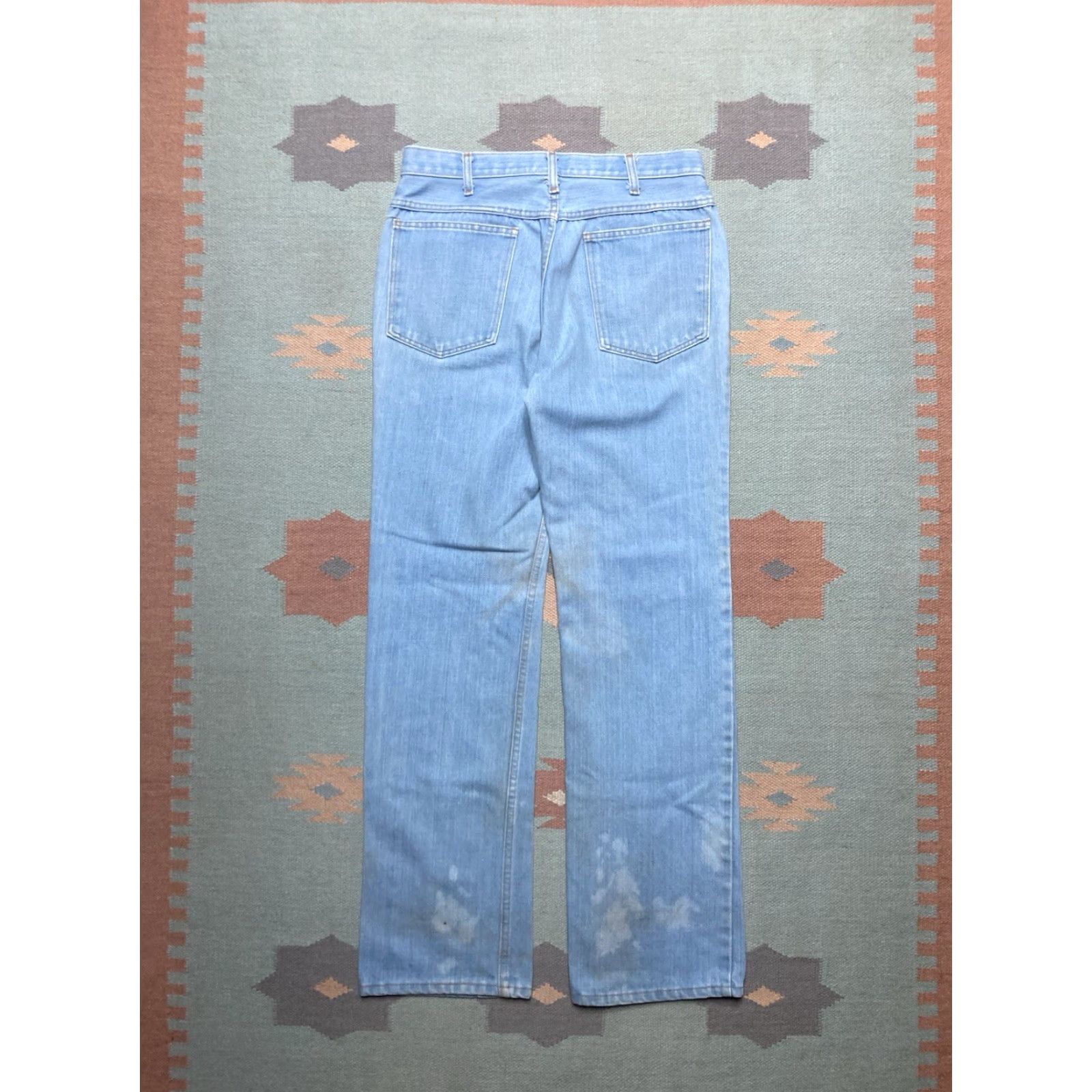 Denime VINTAGE 70s denim blue jeans bootcut flare faded light wash hippie 31x33 Mens Jeans Bootcut Hippie 70s Light Wash Blue Denim Size US 31 - 6 Thumbnail