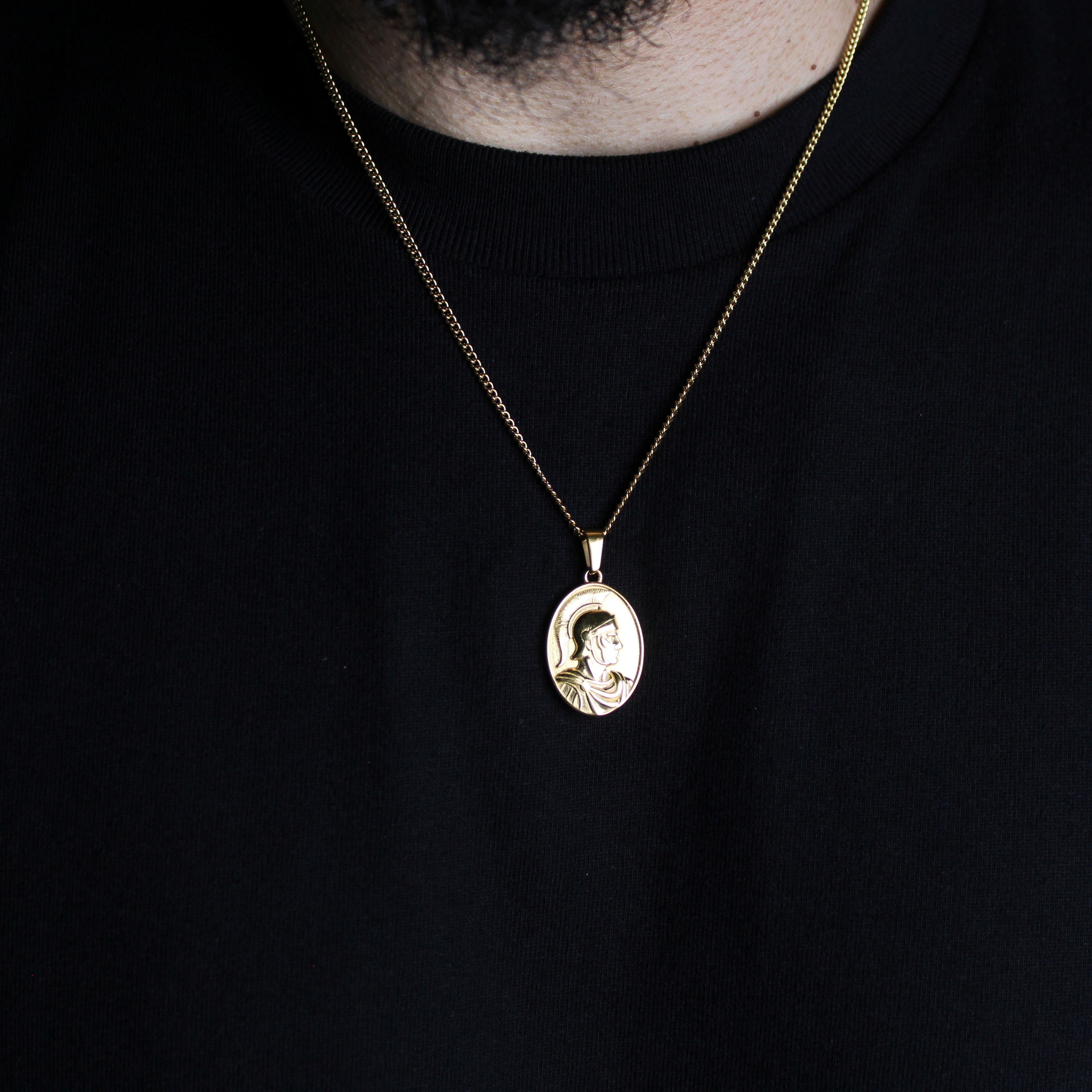 Jewelry Gold Centurion Pendant Chain Necklace Spartan Size ONE SIZE - 2 Thumbnail