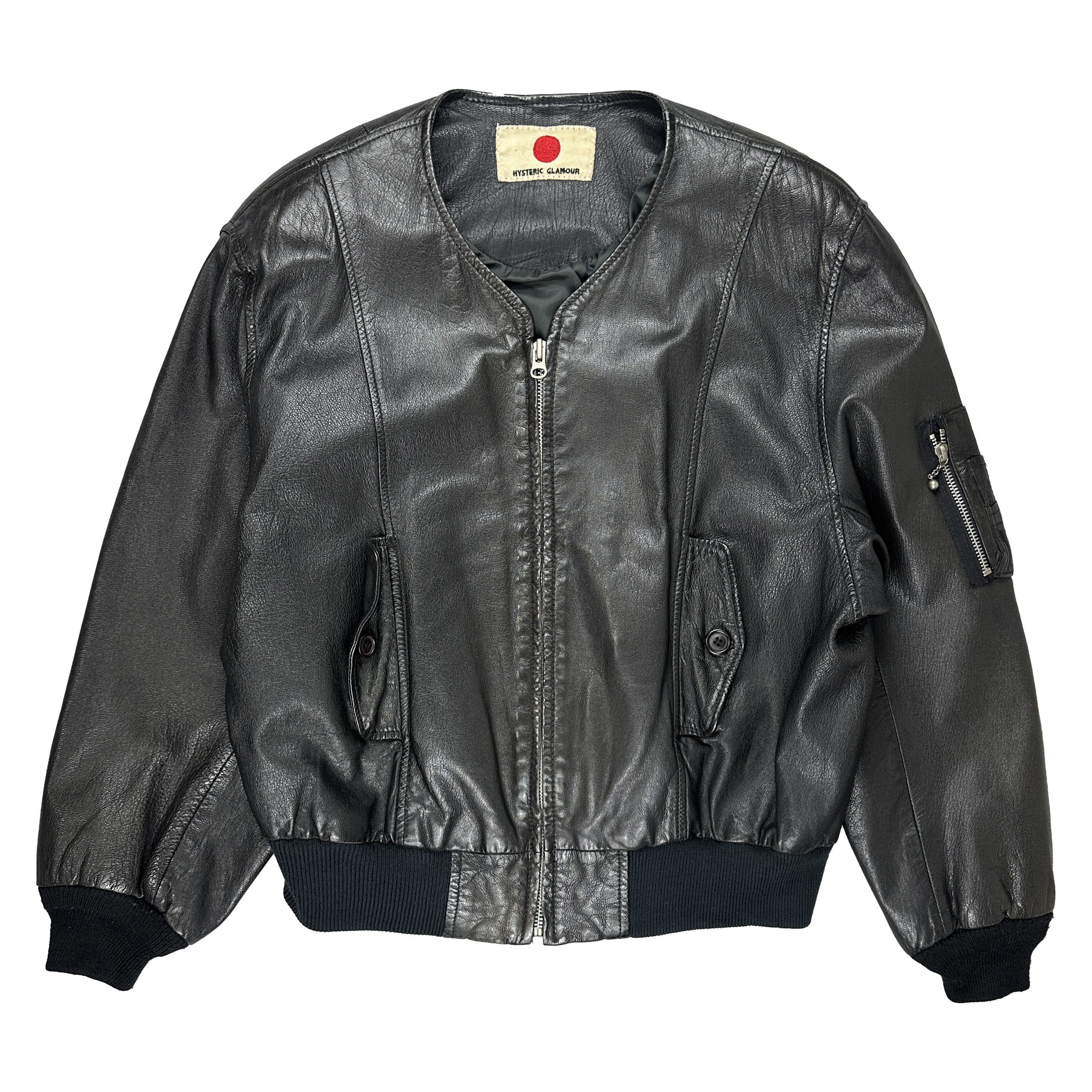 Hysteric Glamour 90's Collarless Leather Bomber Size US M / EU 48-50 / 2 - 1 Thumbnail