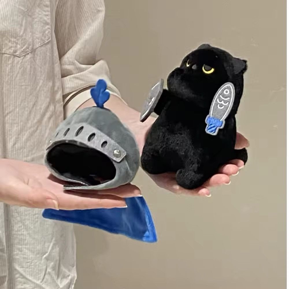 Toy Machine Kawaii Stuffed Detachable Shield Knight Cat Plush Toys Doll Size ONE SIZE - 3 Thumbnail