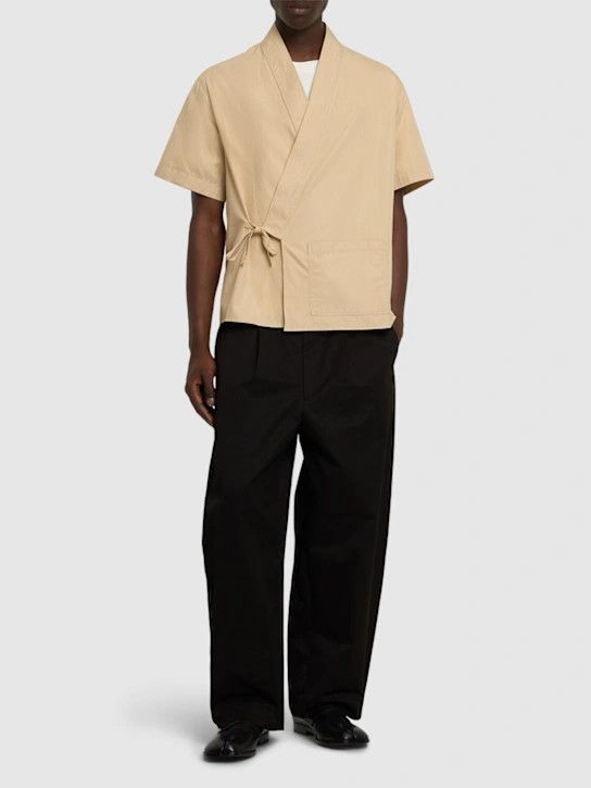 Kenzo o1lsvrm0425 Cotton Short Sleeve Kimono Shirt in Beige Size US L / EU 52-54 / 3 - 3 Thumbnail