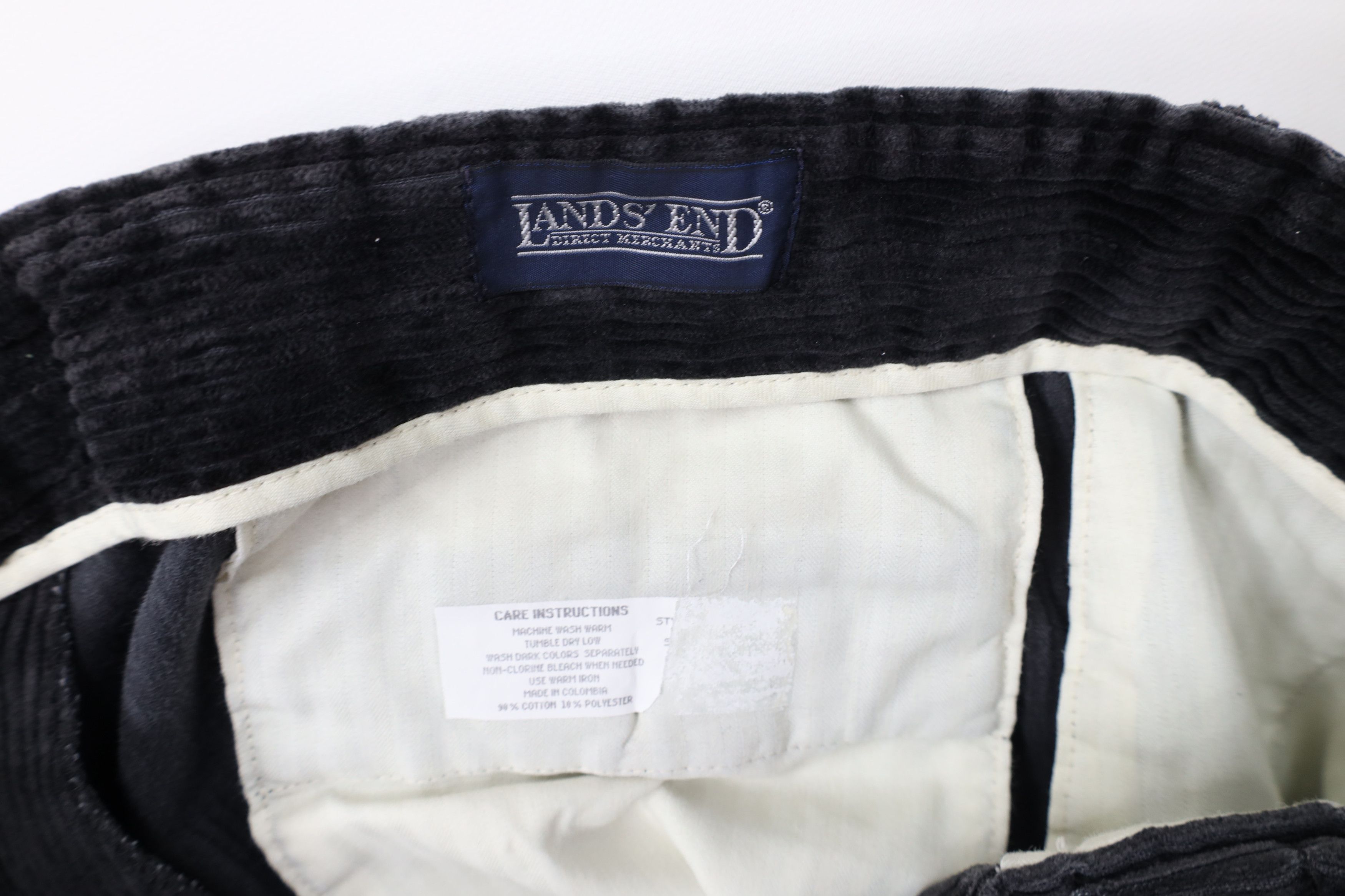 Lands' End Vintage 90s Lands End Corduroy Wide Leg Chino Pants Black Size US 38 / EU 54 - 7 Thumbnail