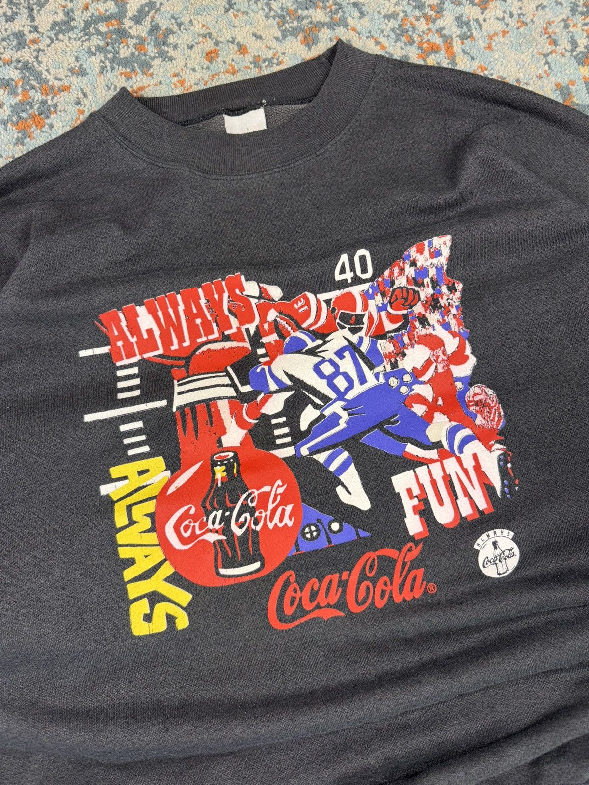 Coca Cola Vintage 80s Coca Cola american football sweatshirt faded Size US L / EU 52-54 / 3 - 4 Thumbnail