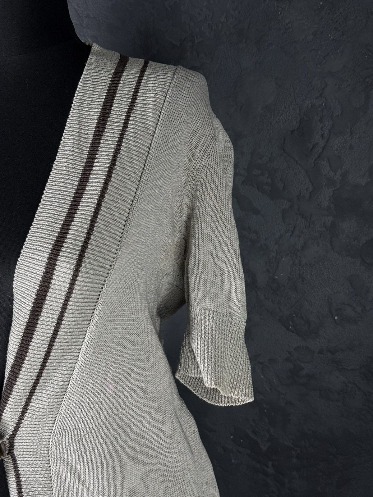 Brunello Cucinelli Brunello Cucinelli Beige Short Sleeve Button Long Cardigan Size M / US 6-8 / IT 42-44 - 8 Thumbnail