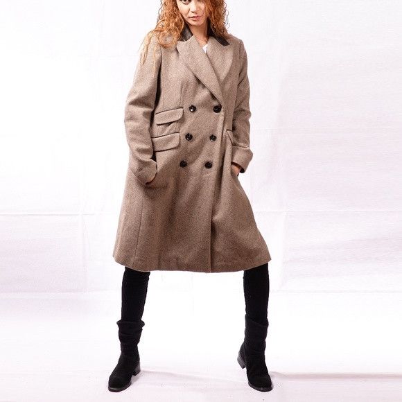Vince Camuto Women's wool coat with lamb leather
