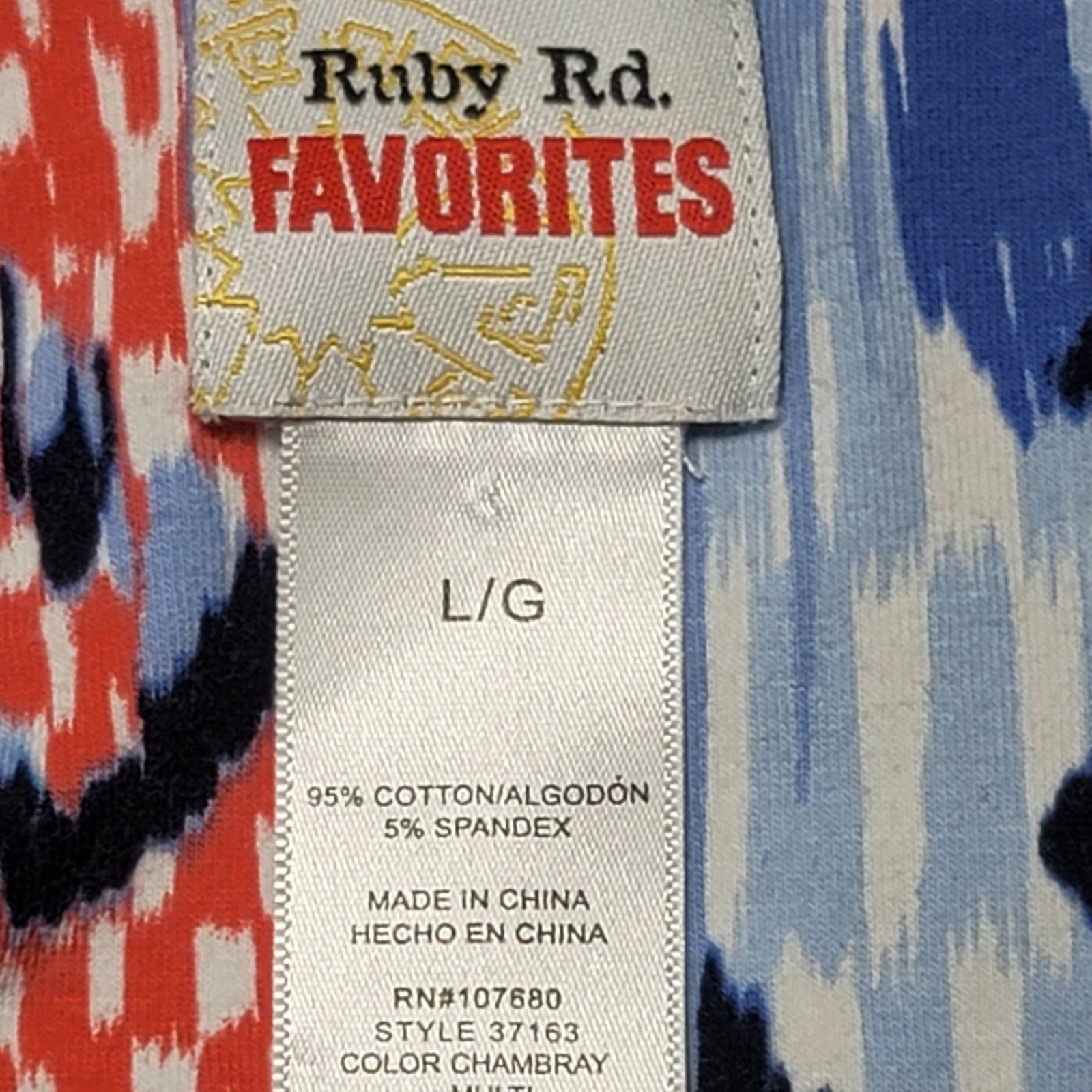 Other Ruby Rd. Blue White Orange Abstract Print V Neck Top Large Size L / US 10 / IT 46 - 4 Thumbnail