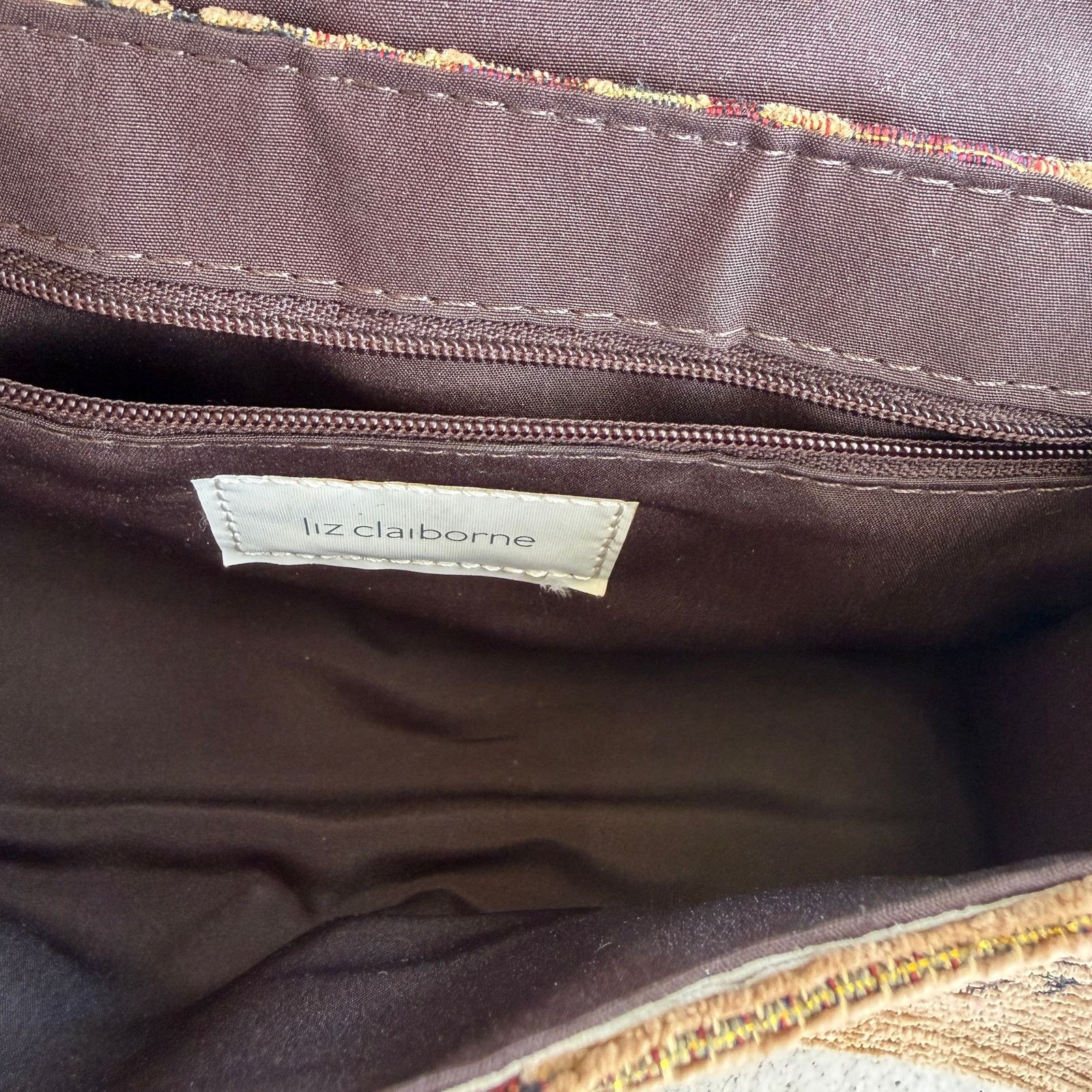 Liz Claiborne Vintage y2k Brown Faux Croc and Floral Tapestry Shoulder Bag Size ONE SIZE - 6 Thumbnail