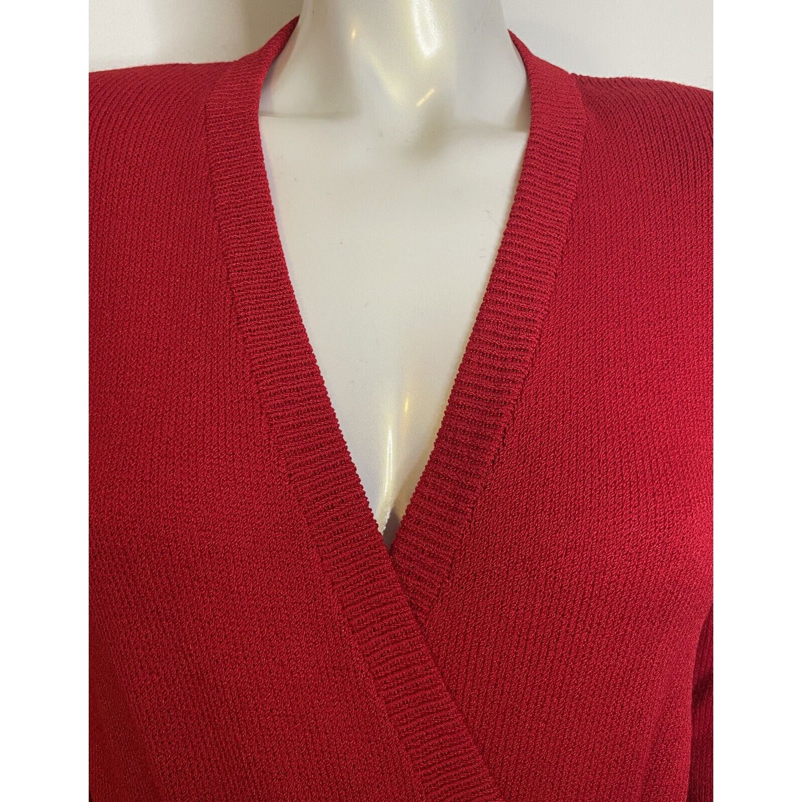 St. John VTG St John Bright Red Wrap V Neck Dress 4 Rhinestone Belt Size S / US 4 / IT 40 - 8 Thumbnail