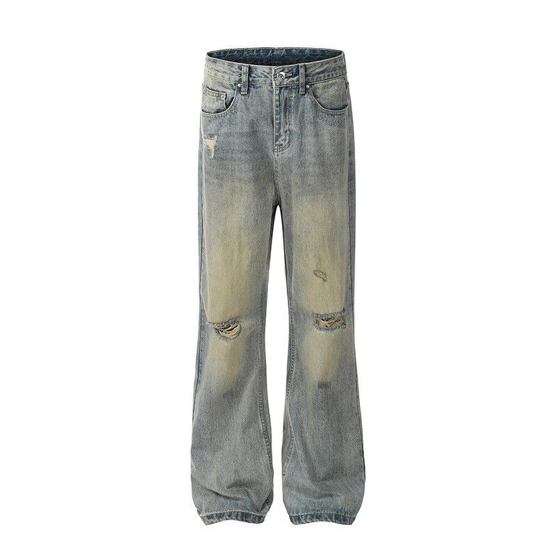 Vintage Men's High-Street Distressed Flared Jeans with Rips Size US 32 / EU 48 - 1 Thumbnail