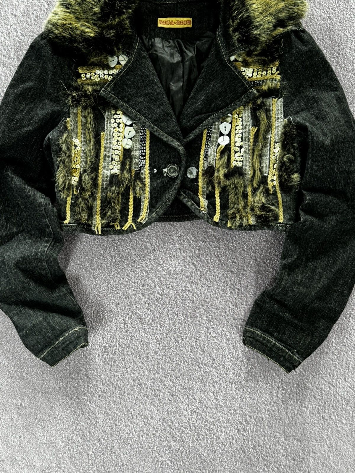 Designer Vintage Y2K Denim Western Cropped Distressed Jacket Size M / US 6-8 / IT 42-44 - 3 Thumbnail