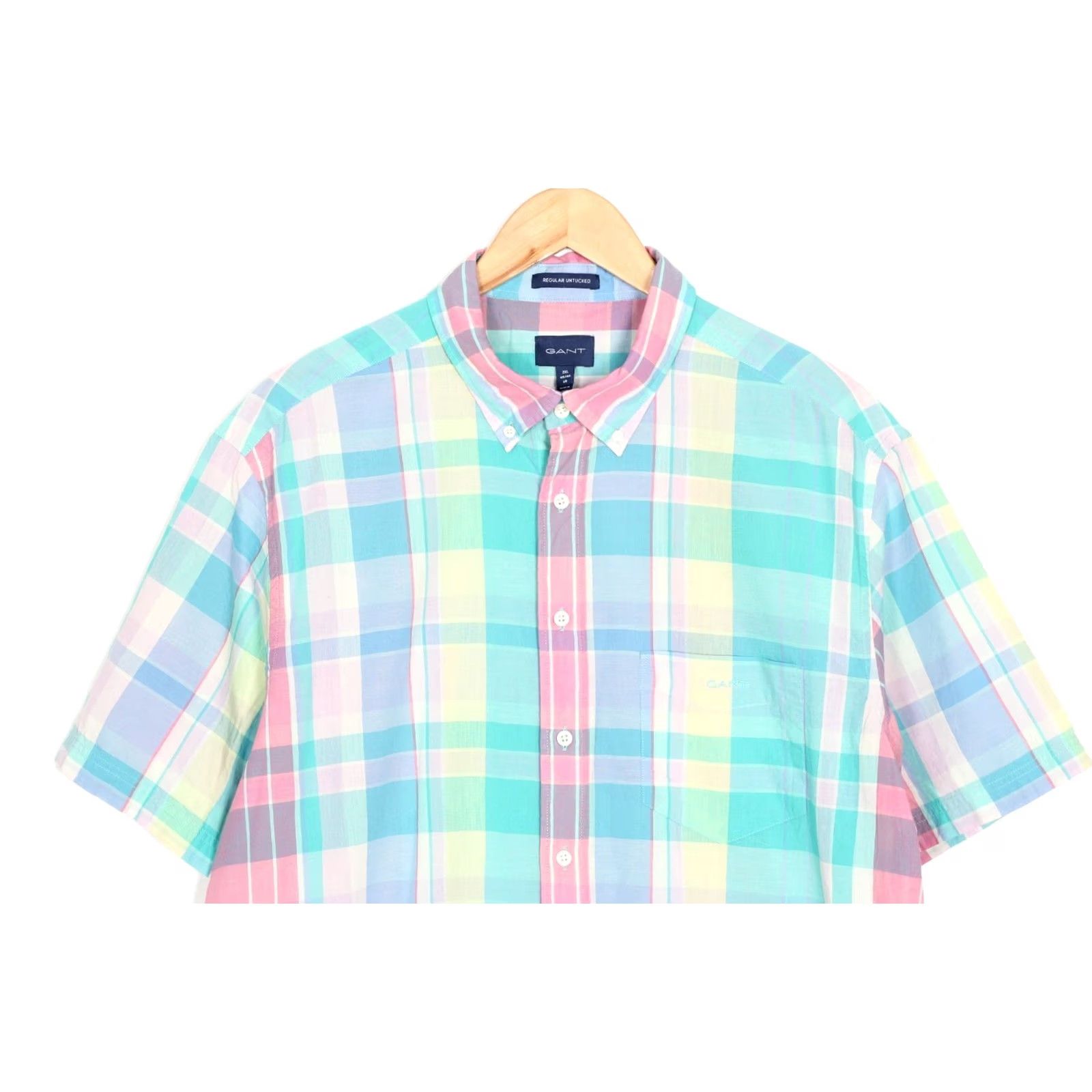 Gant GANT Regular Untucked Shirt Men 2XL Short Sleeve Check VR4025 Size US XXL / EU 58 / 5 - 3 Thumbnail