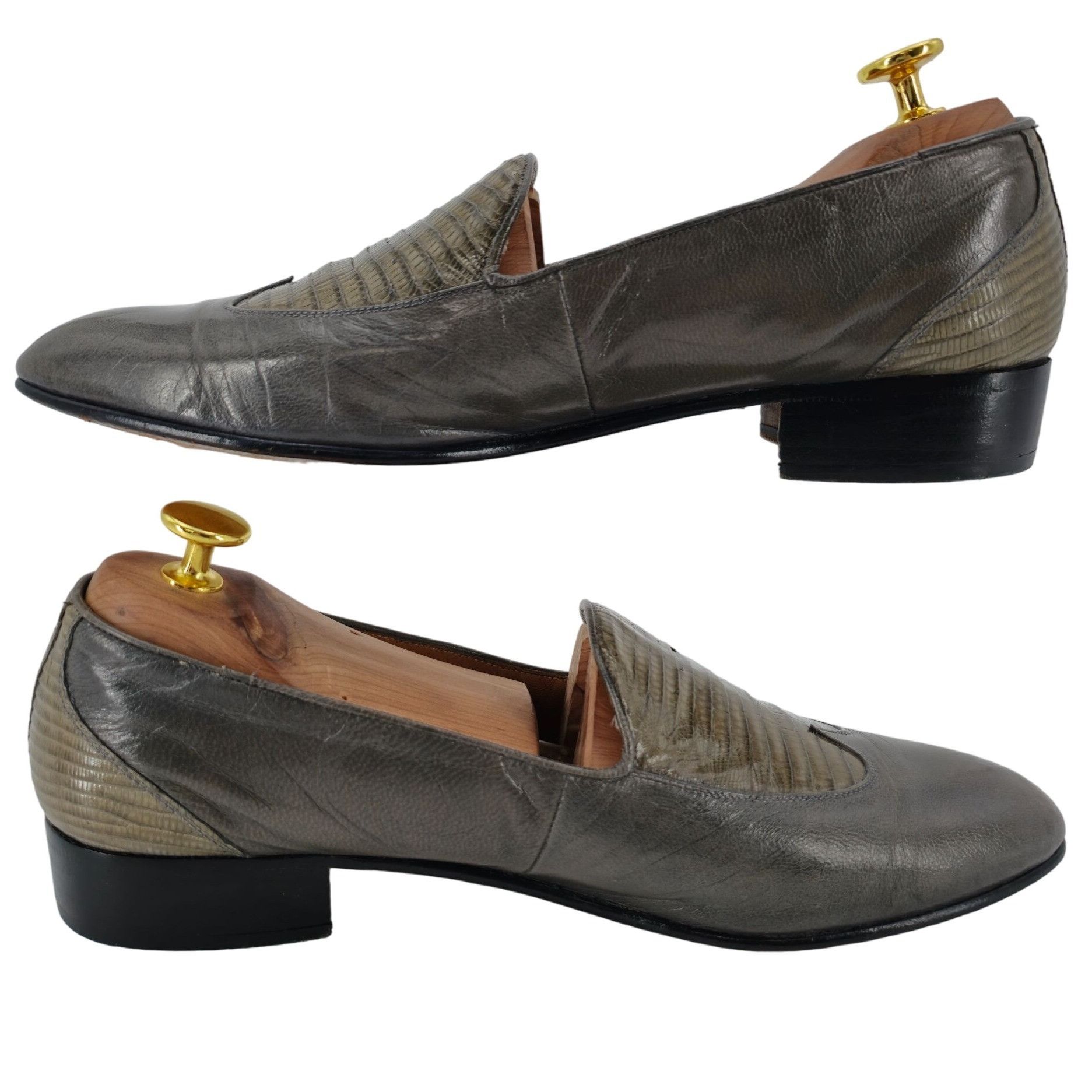 Valentino Vintage Exotic Rodolfo Valentino Gray Teju Lizard Men Size 9 Size US 9 / EU 42 - 4 Thumbnail