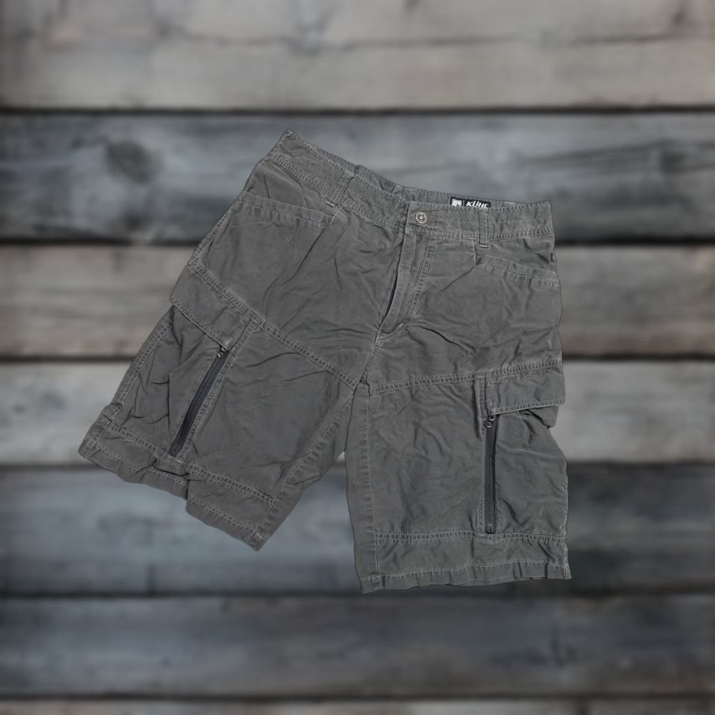 Vintage Kuhl Cargo Shorts Mens 34 Gray Outdoor Hiking Nylon Blend Zip Pocket Utility Cargo Pocket Zipper Front Fly YKK Regular Rise High Size US 34 / EU 50 - 1 Thumbnail