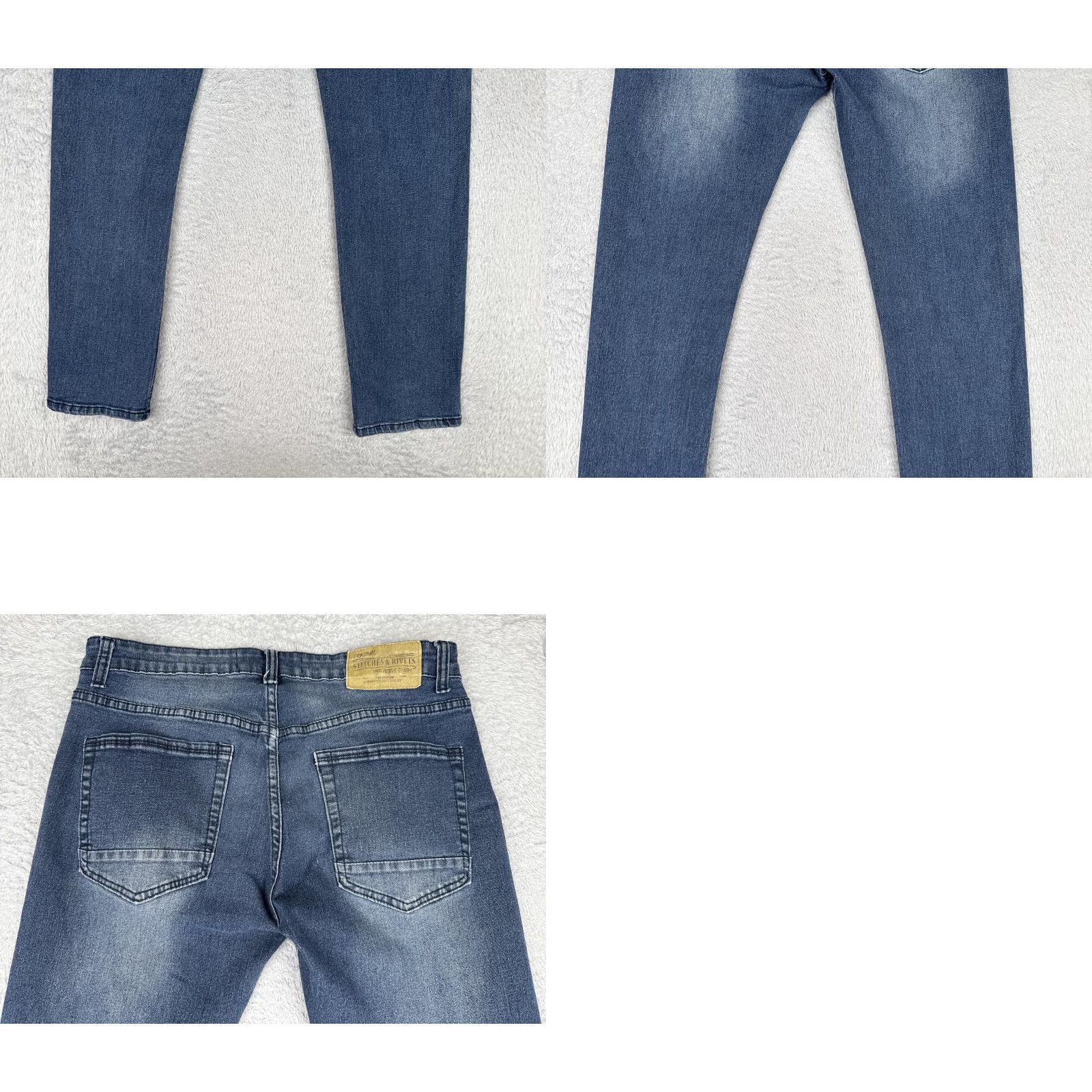 Vintage Stitches & Rivets Jeans Mens 32x30 Blue Wash Active Denim Slim Tapered Stretch Size US 32 / EU 48 - 10 Thumbnail