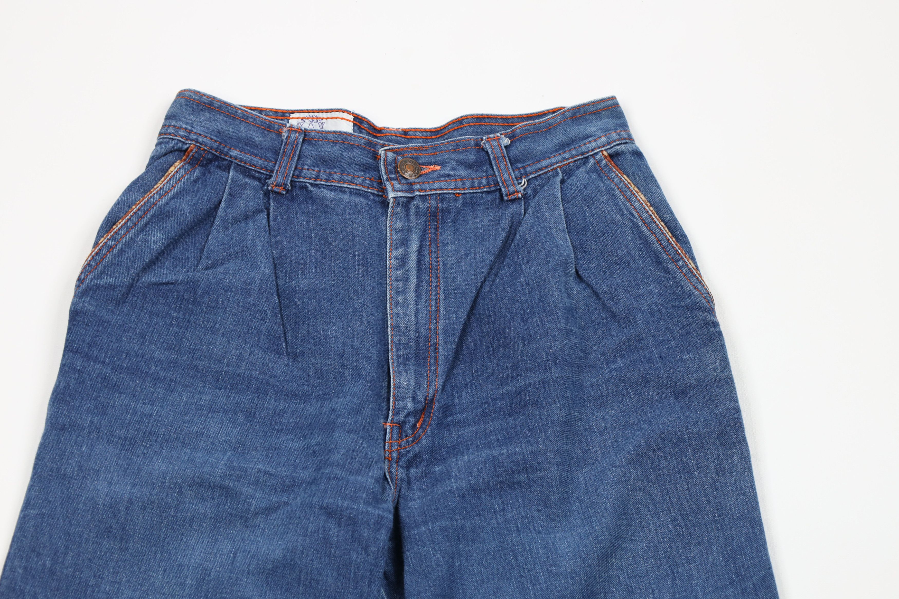 Vintage Vintage 70s Streetwear Pleated Straight Leg Denim Jeans Blue Size 30" / US 8 / IT 44 - 2 Thumbnail