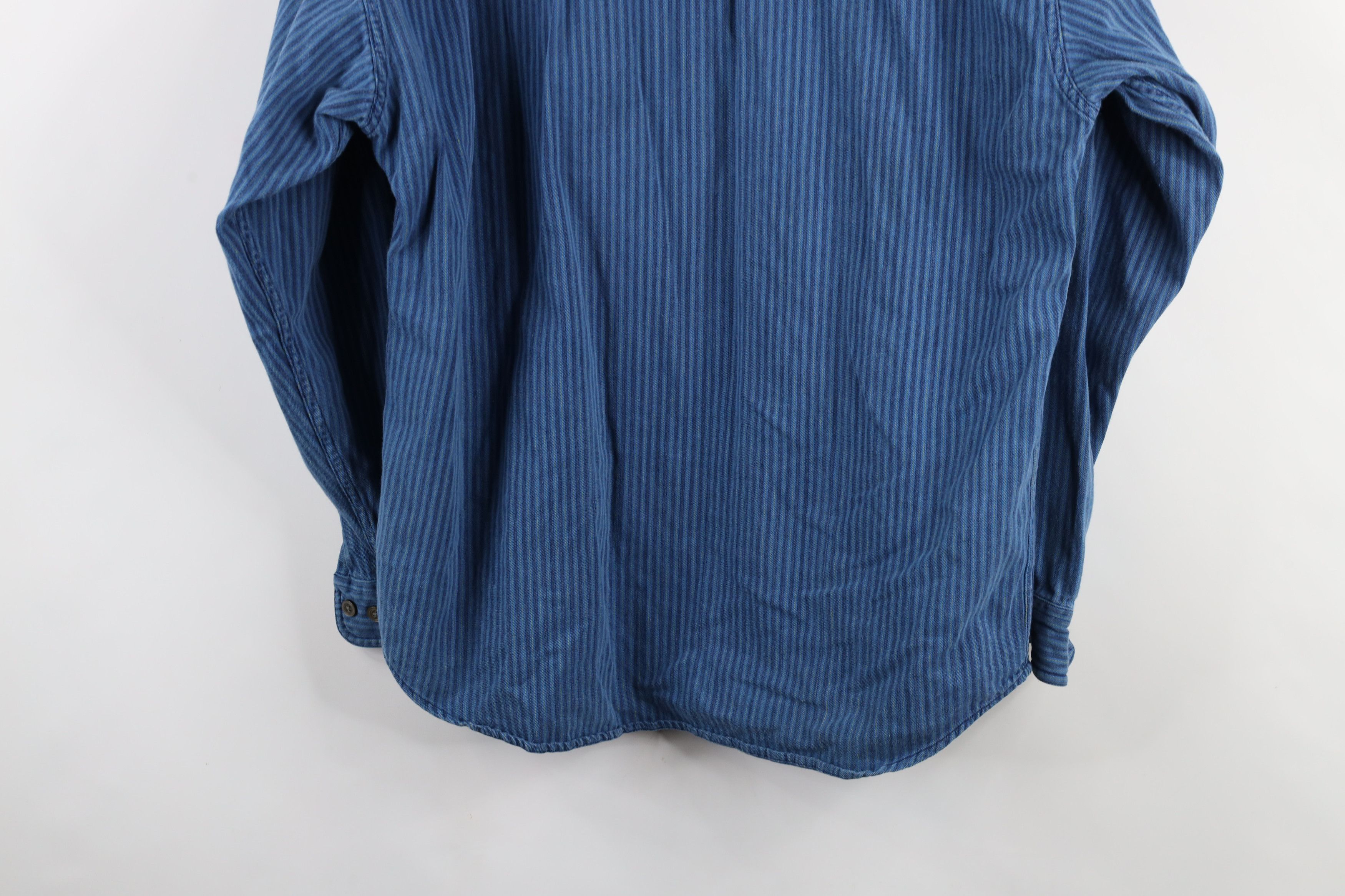 Vintage Vintage 90s Streetwear Denim Striped Button Shirt Blue Size US M / EU 48-50 / 2 - 11 Thumbnail