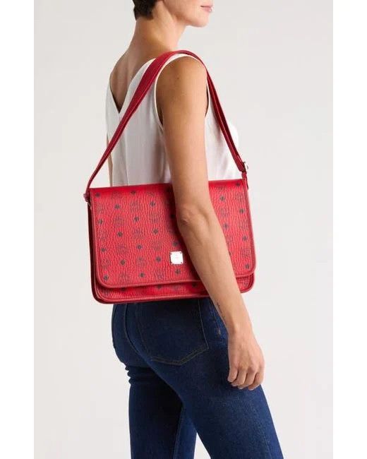 MCM o1mt1gz0225 Size: OS / Messenger Medium Bag in Red Size ONE SIZE - 4 Thumbnail