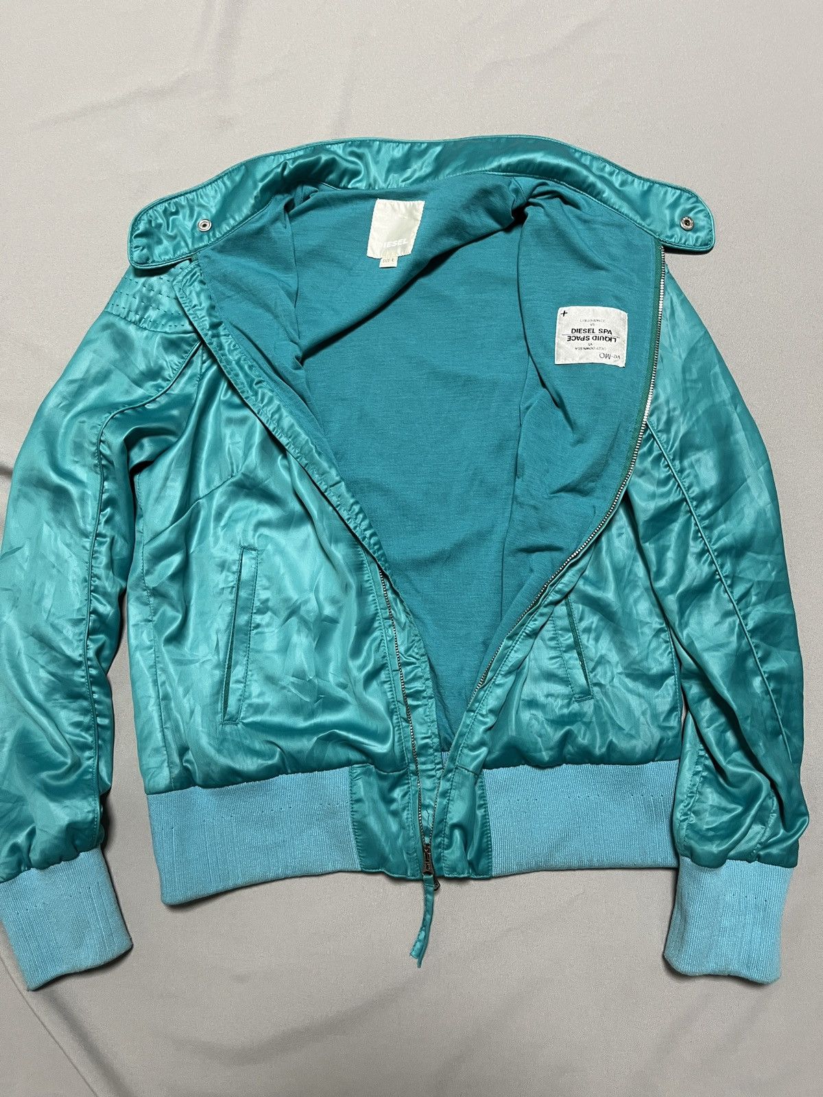 Diesel Diesel Turquoise Liquid Space Super Rare Bomber Jacket Size L / US 10 / IT 46 - 12 Thumbnail