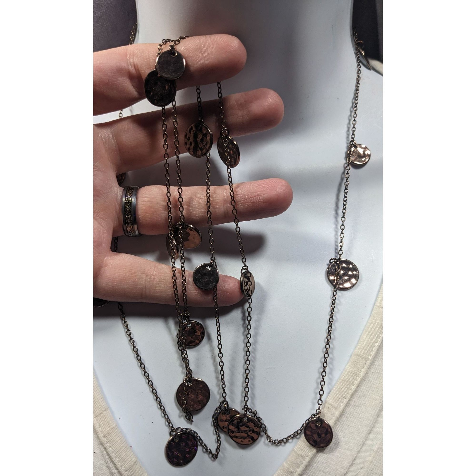 Other Daisy Fuentes Bronze Tone Hammered Disc Opera Length Charm N Size ONE SIZE - 2 Thumbnail