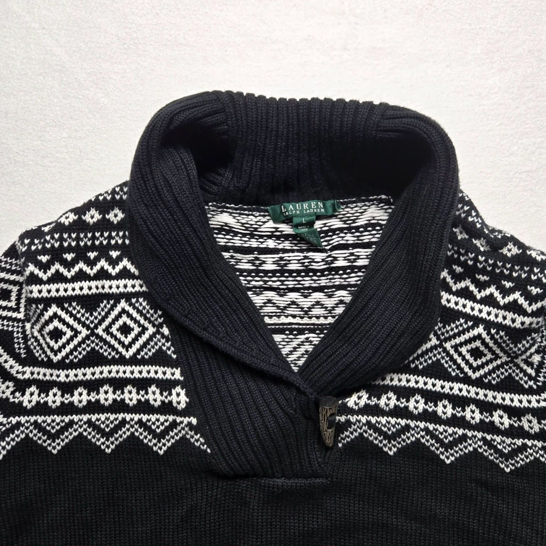 Ralph Lauren Ralph Lauren Classic Fit Heavy Knit Black Collared Pullover Sweater Women's Large Size L / US 10 / IT 46 - 2 Thumbnail