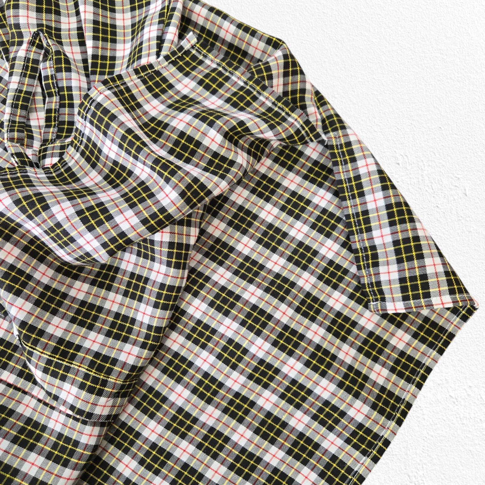 Vintage Black White Checkered Plaid Button-Up Shirt Size 4
