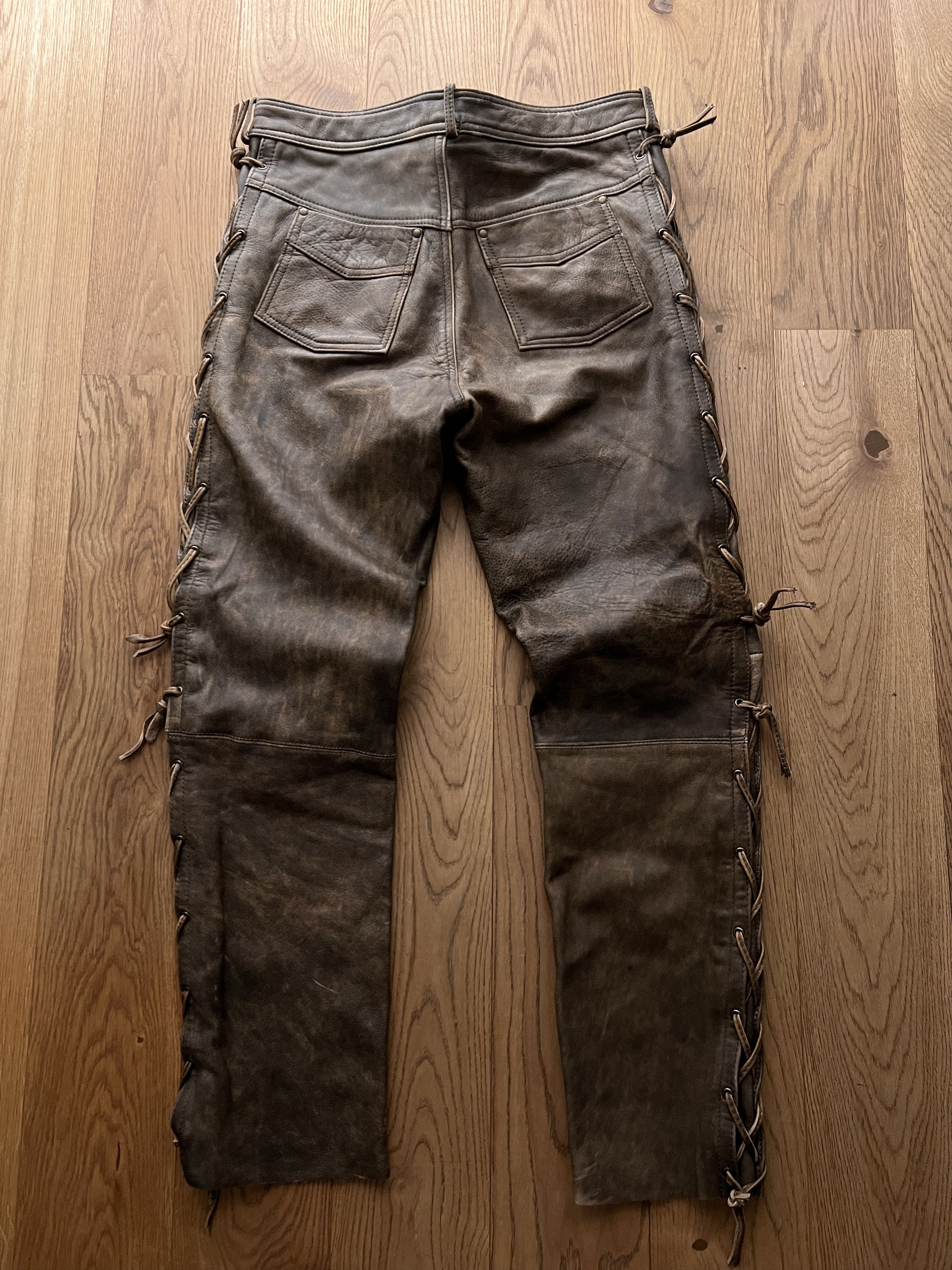 If Six Was Nine True faded VTG 90s cowboy core leather pants lace up opium L Size US 34 / EU 50 - 11 Thumbnail