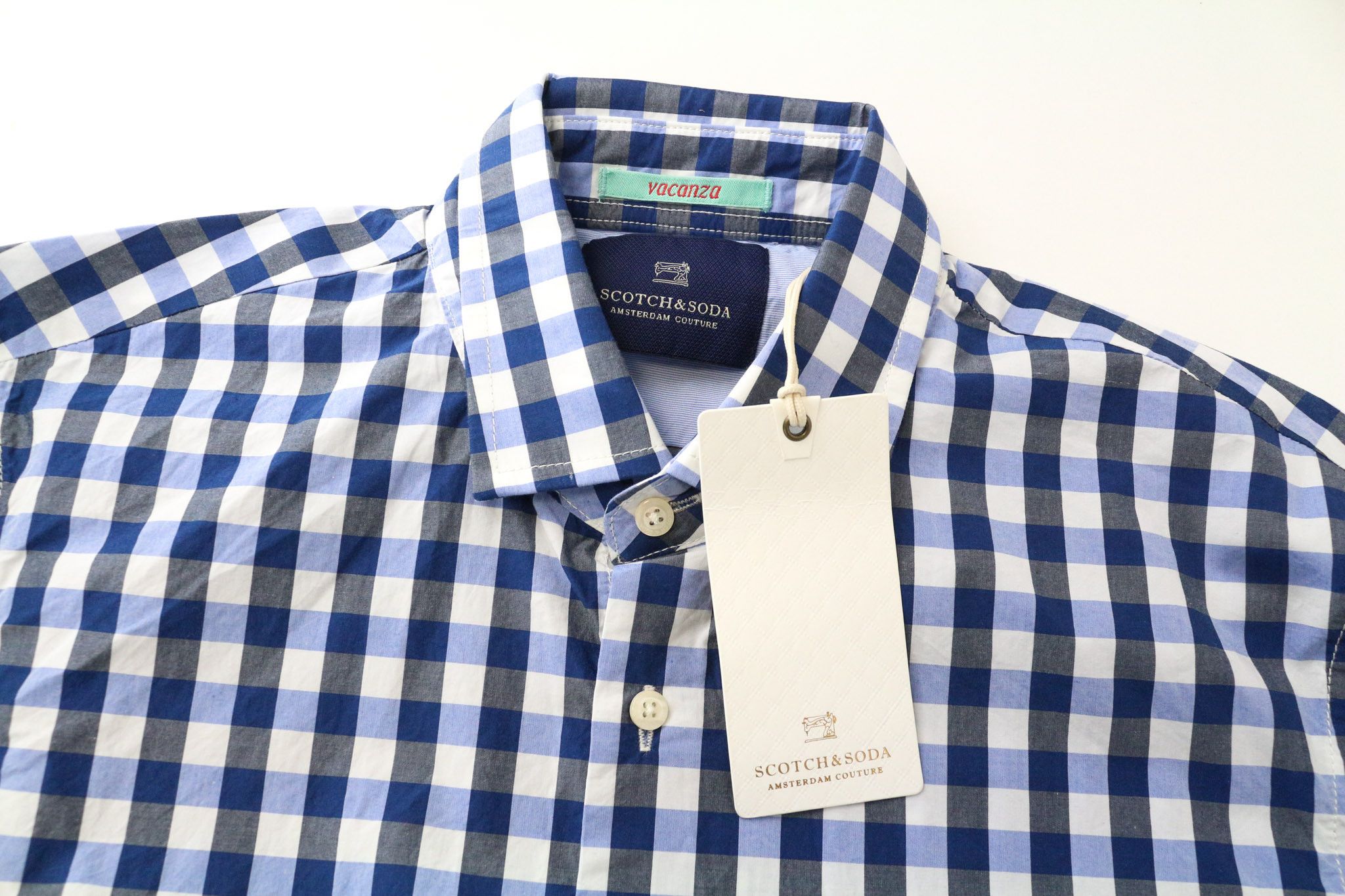 Scotch & Soda S Blue Gingham Cotton Button Shirt 75021 Size US S / EU 44-46 / 1 - 3 Thumbnail