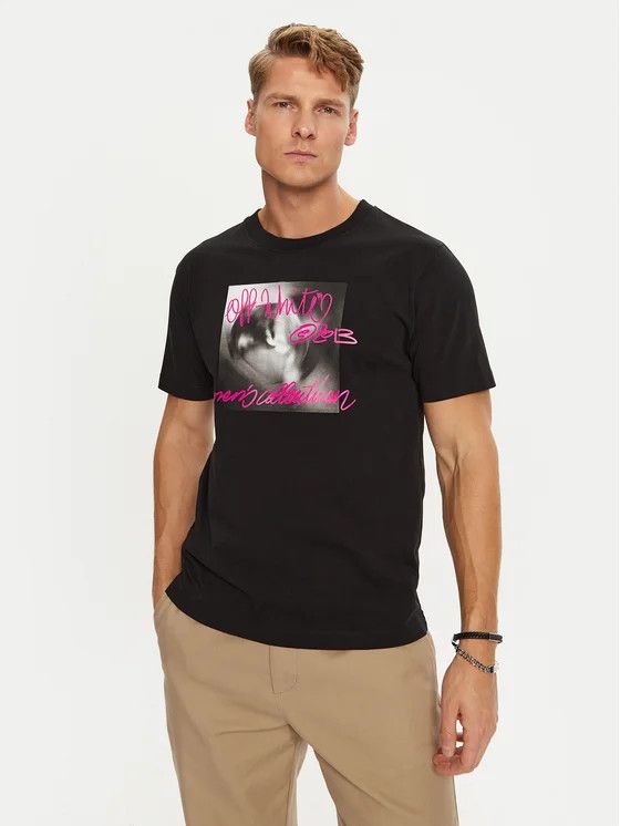 Off-White o1gr1nt0125 Tornado Type Slim S/S T-Shirt in Black Size US XXS / EU 40 - 1 Thumbnail