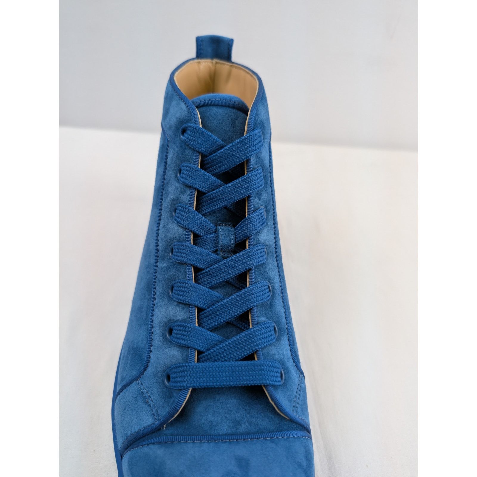 Christian Louboutin o1rshd1 Louis Orlato flat high-top sneaker in blue suede Size US 12 / EU 45 - 15 Thumbnail
