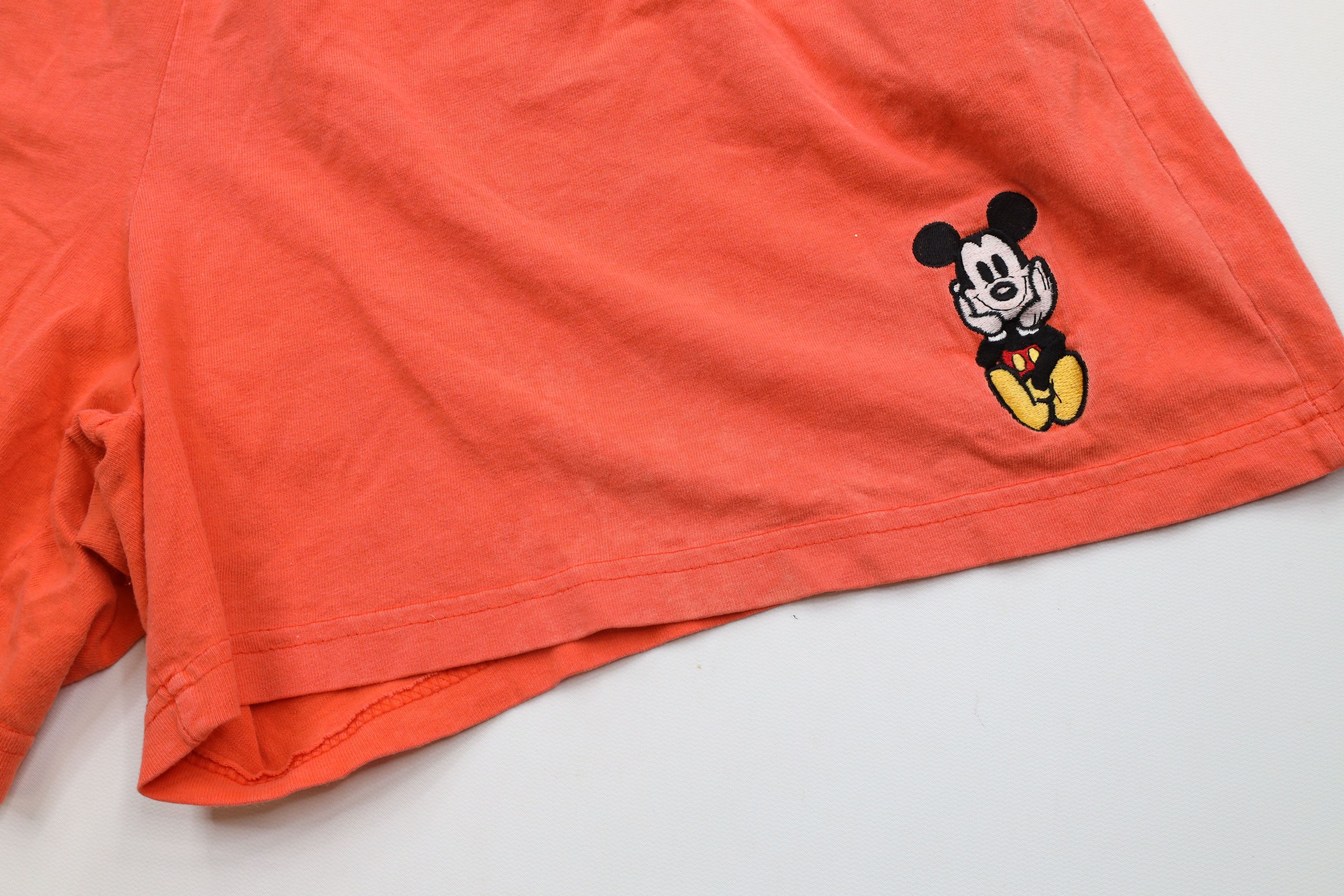 Disney × Vintage Vintage 90s Disney Mickey Mouse Shorts Orange Cotton USA Size 32" / US 10 / IT 46 - 6 Thumbnail