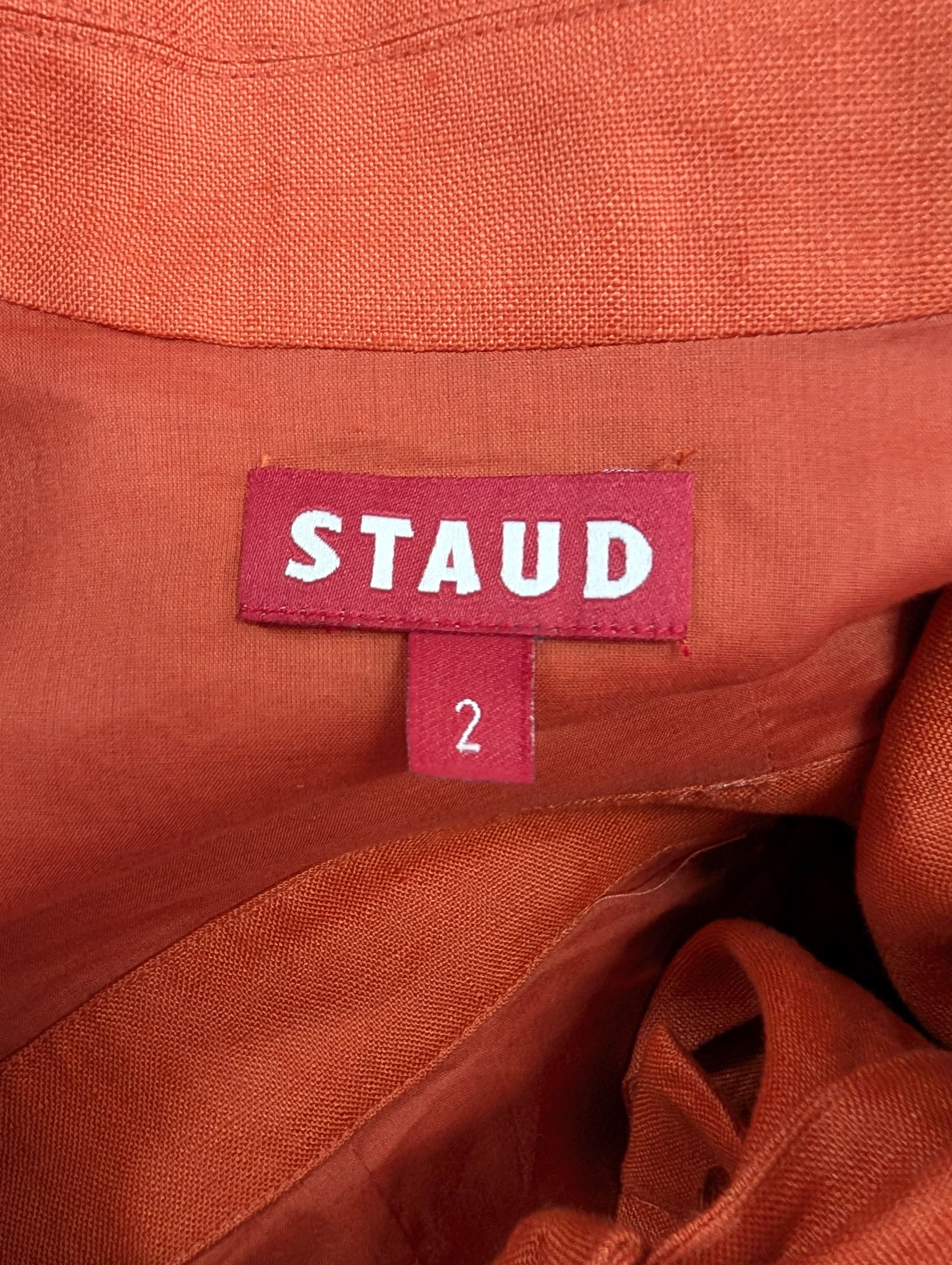 Staud Staud Orange Tie-Knotted Midi Dress Size XS / US 0-2 / IT 36-38 - 3 Thumbnail