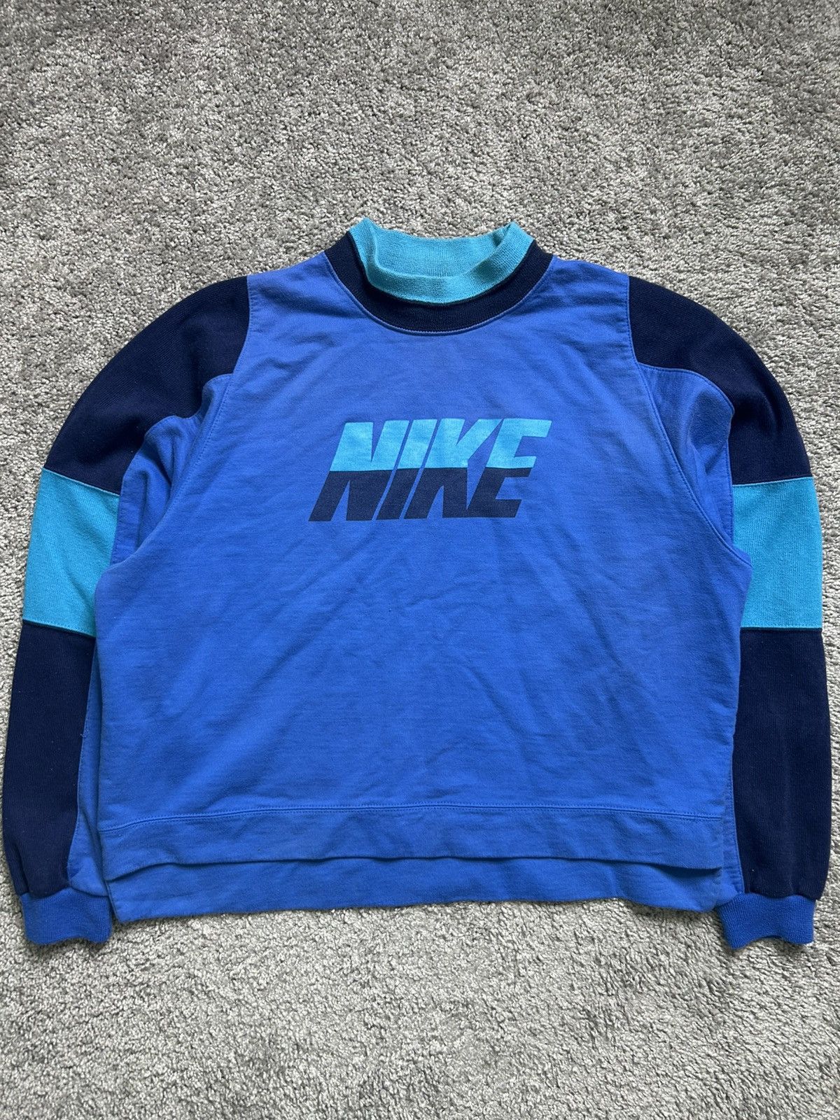 Nike Vintage 80s/90s Nike Tri Color Crop Color Block Crew Sweat 