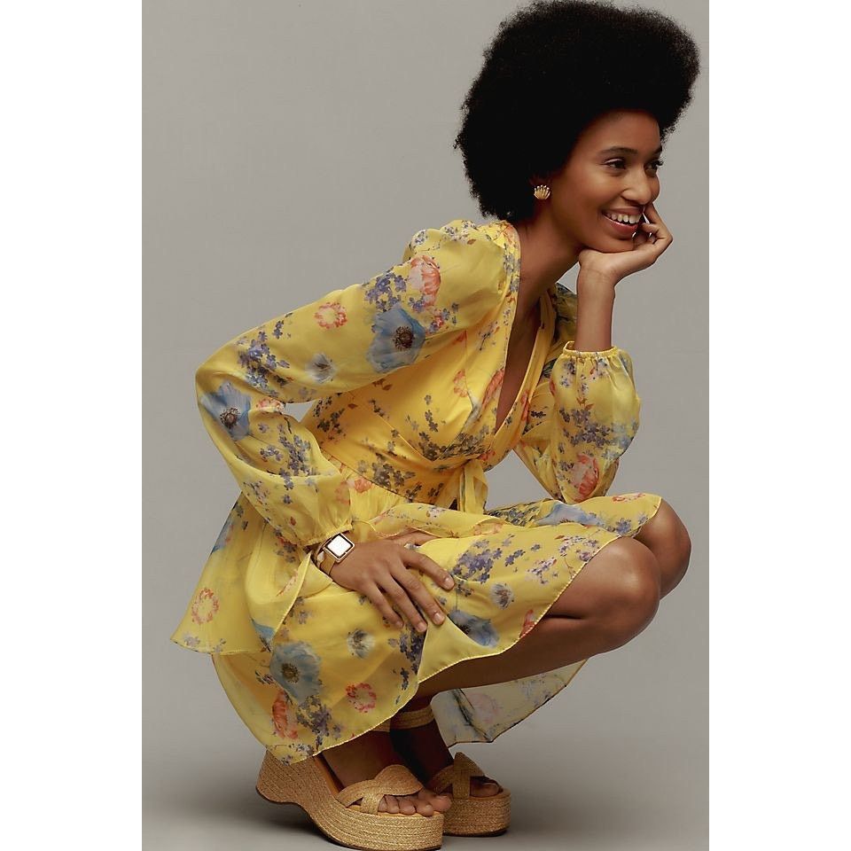 Anthropologie Mac Duggal Long-Sleeve V-Neck Mini Dress Anthropologie Size M / US 6-8 / IT 42-44 - 11 Thumbnail