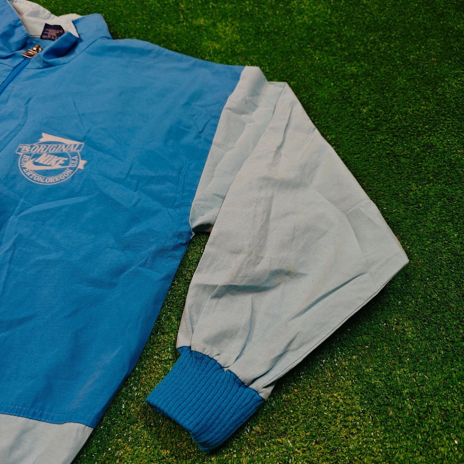 Nike × Vintage 80's Nike windbreaker jacket mens Medium zip blue vintage Size US M / EU 48-50 / 2 - 3 Thumbnail