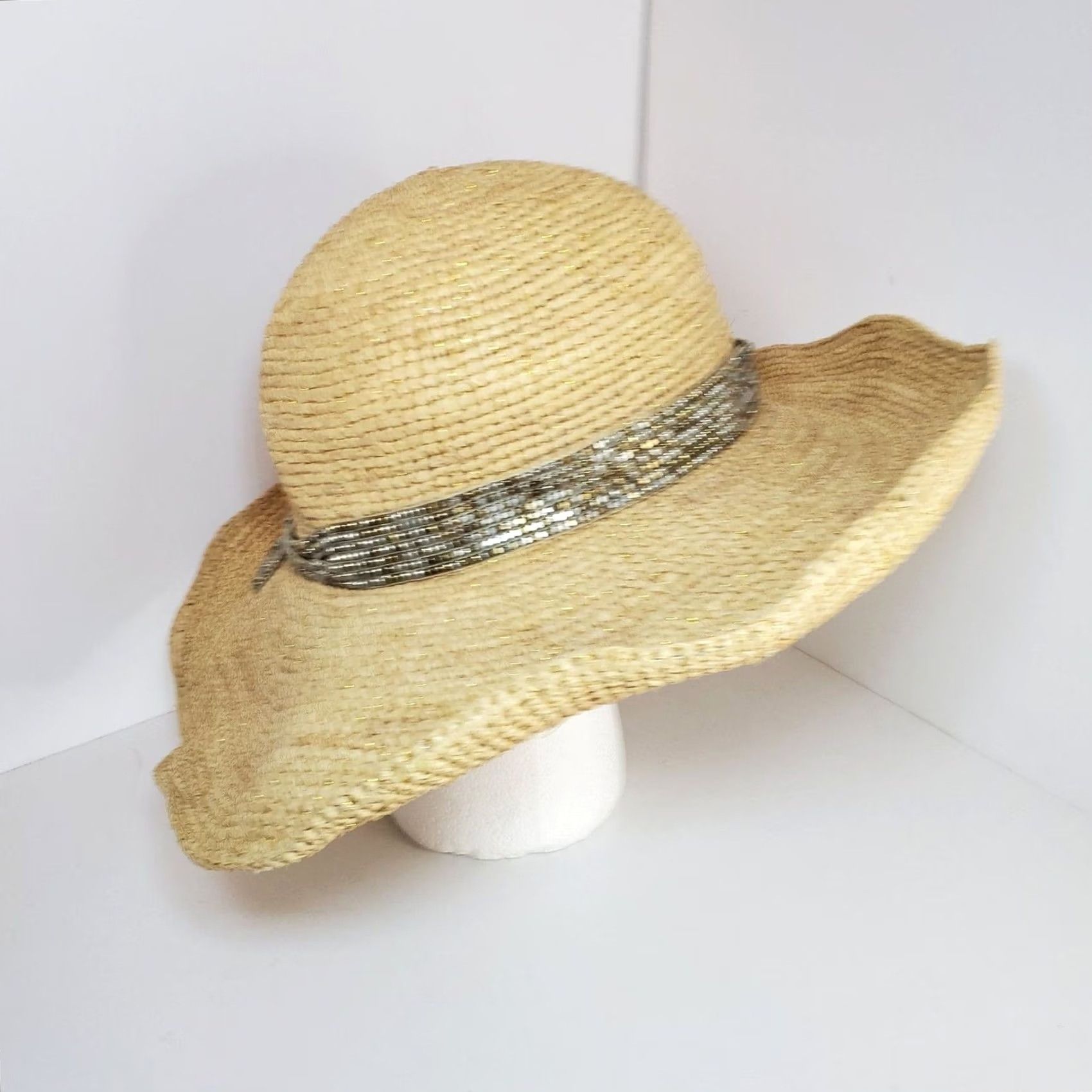 Tommy Bahama Tommy Bahama Hat One Size Adjustable Natural Metallic Tan Straw Raffia Sun Womens Size ONE SIZE - 5 Thumbnail