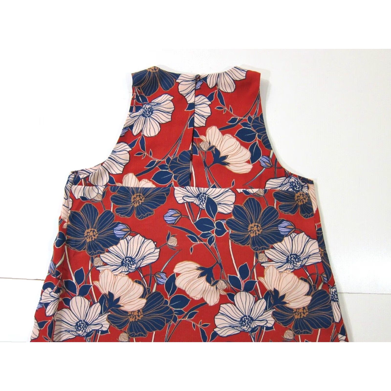 Vintage Artisan NY Red Blue White Floral Sleeveless Tunic Tent Tank Sun Shift Dress 6 Size M / US 6-8 / IT 42-44 - 5 Thumbnail