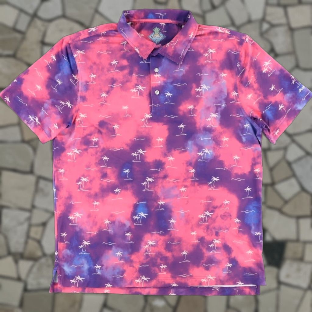 Chubbies Chubbies Polo Shirt Men L Galaxy Palm Tie-Dye High Stretch PInk Short Sleeve Size US L / EU 52-54 / 3 - 1 Thumbnail