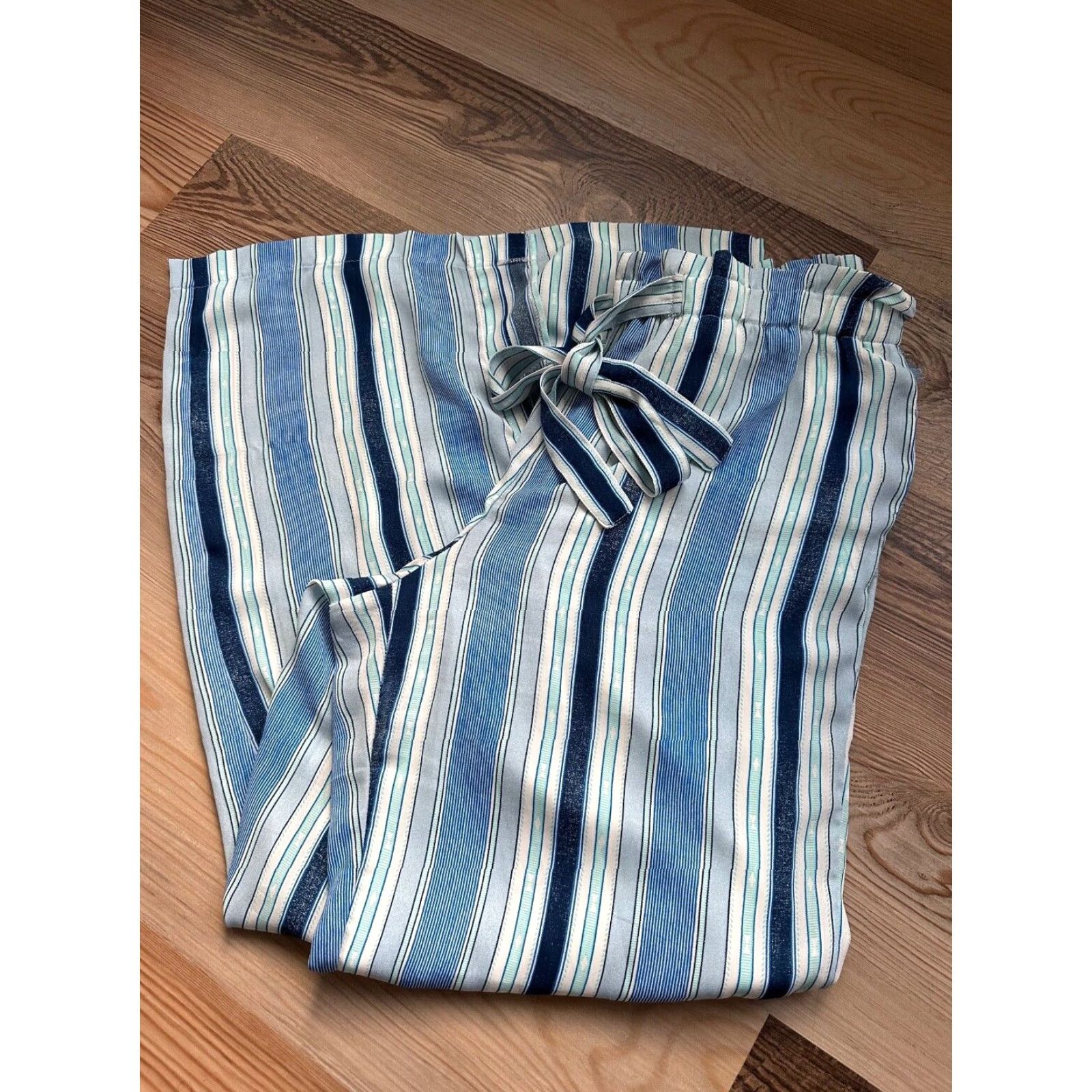 Vintage New Direction Palazzo Style Pants Pull On Blue Striped Lined Wide Split Leg Size 36" / US 14 / IT 50 - 6 Thumbnail